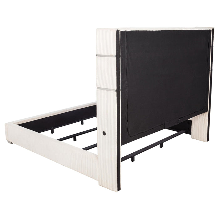 Tisdall 67-inch Upholstered Fireplace Bed Cream