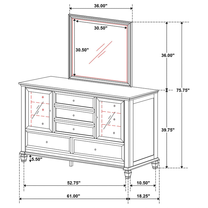 Sandy Beach Dresser with Mirror