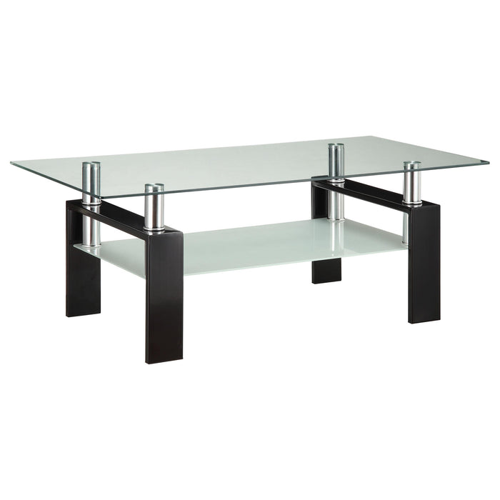 Dyer Tempered Glass Coffee Table with Shelf Black image