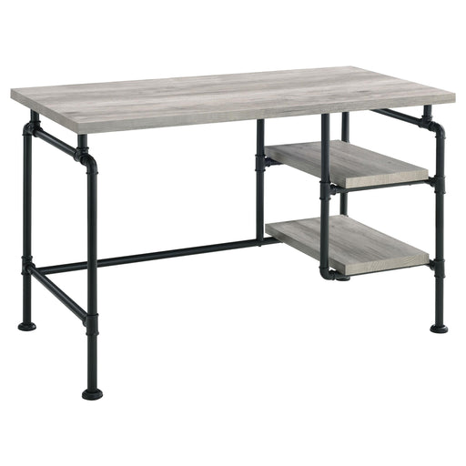 Delray 2-tier Open Shelving Writing Desk Grey Driftwood and Black image