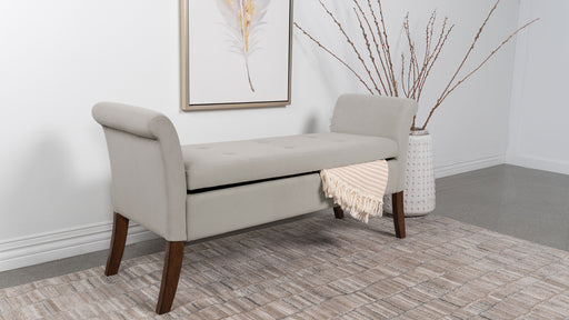 Farrah Upholstered Rolled Arms Storage Bench image