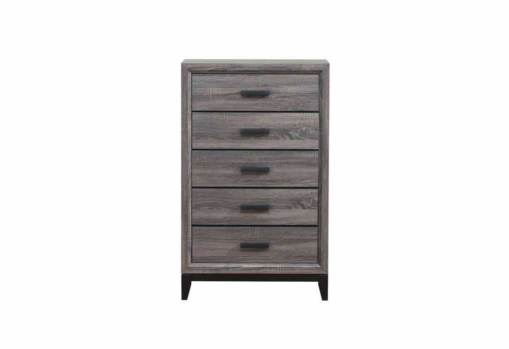 Elite Package Bedroom Set (Bed, Dresser, Mirror, chest, and nightstand), Mattress, Box, and rug