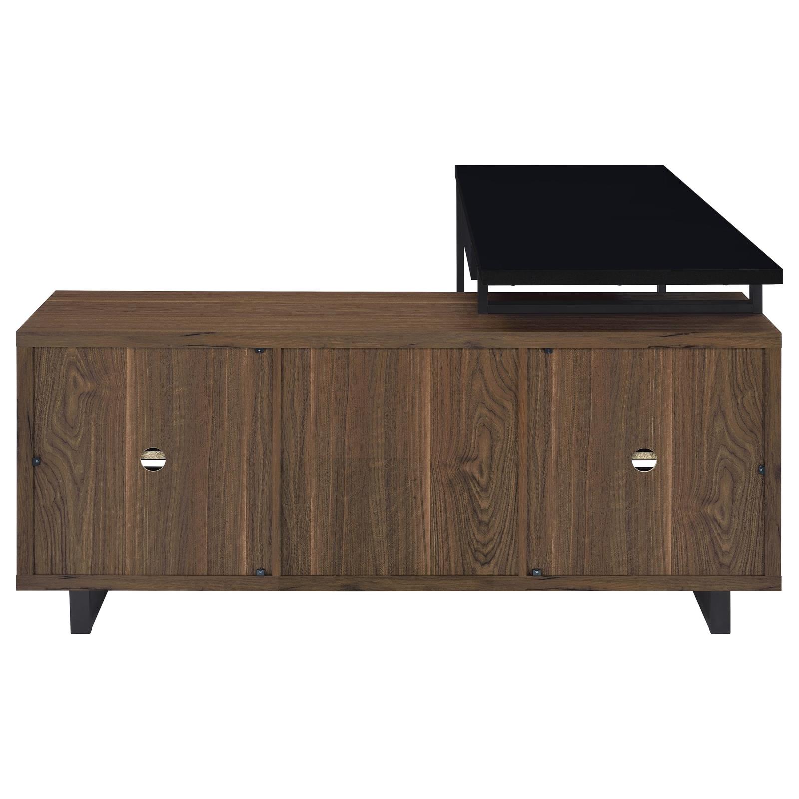 Maddox 60-inch L-Shape Office Computer Desk Black and Walnut - Image 7