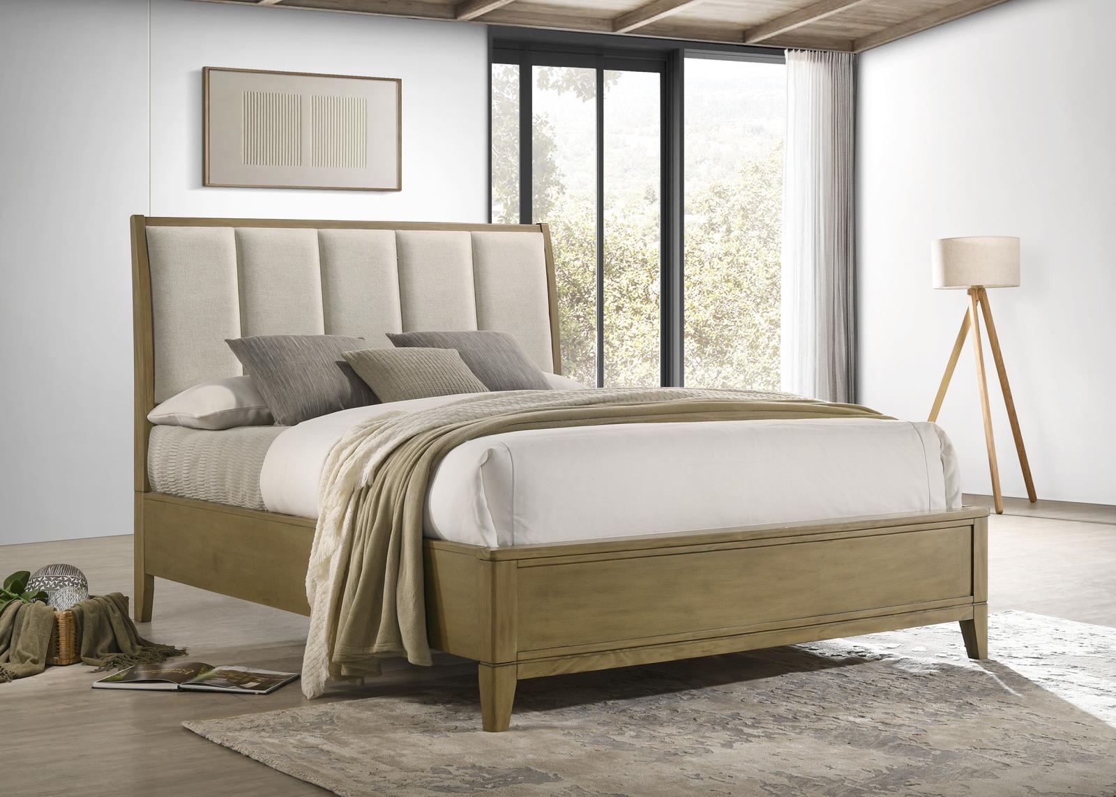 Granada Upholstered California King Panel Bed Natural Pine - Image 2