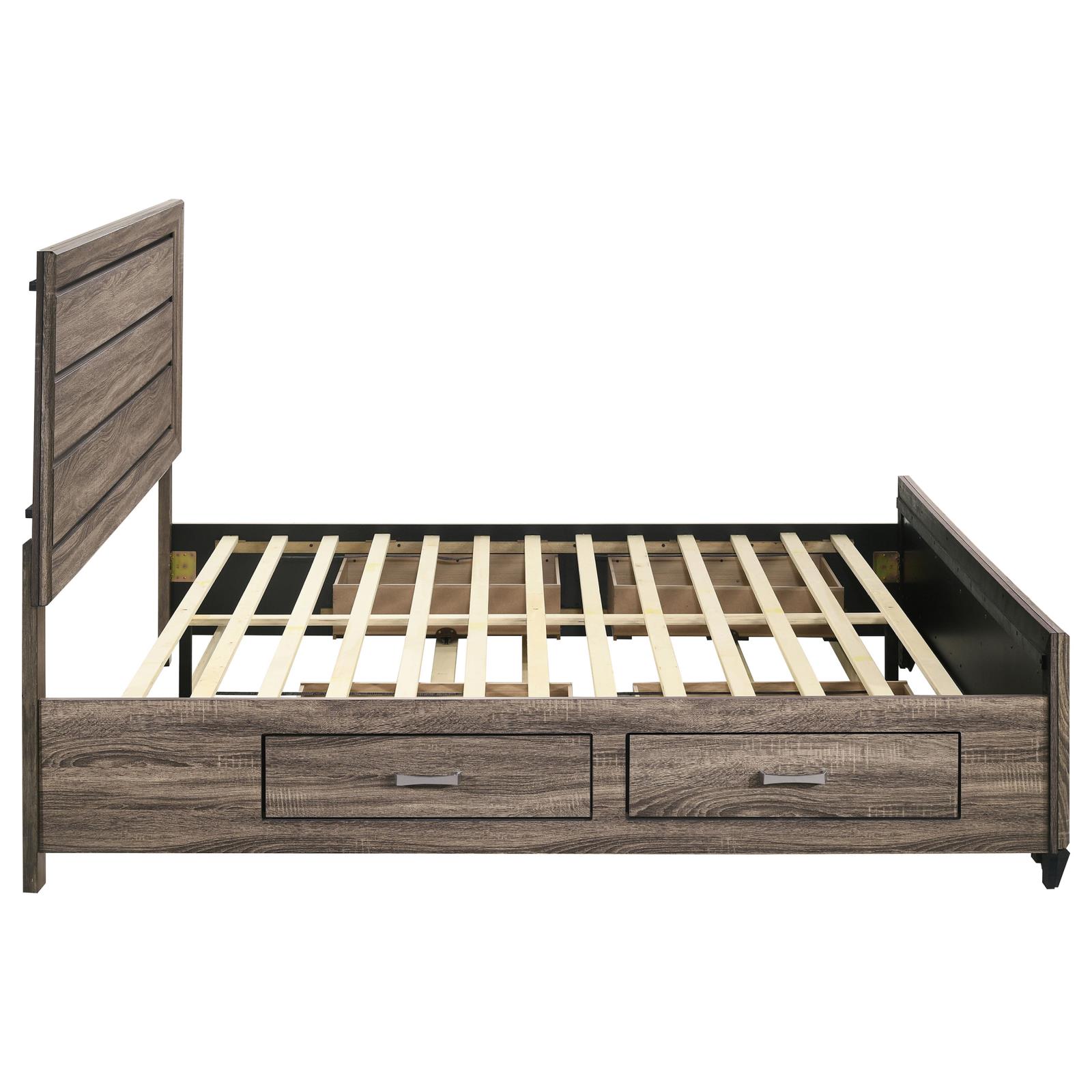 Kauffman Wood Eastern King Storage Panel Bed Washed Taupe - Image 10