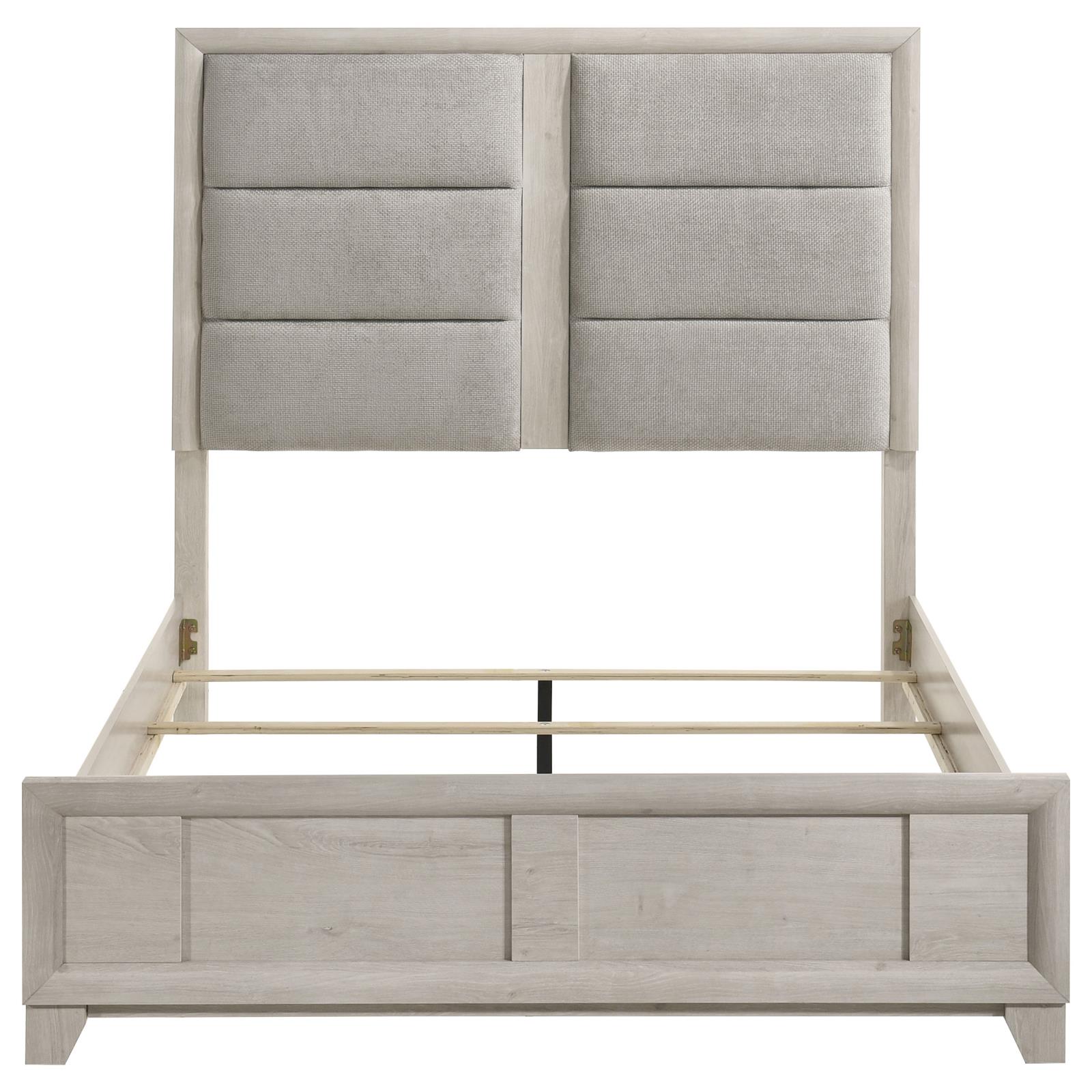 Farre Queen Upholstered Platform Panel Bed Washed Grey - Image 3
