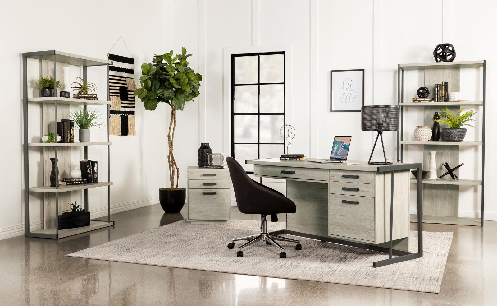 Loomis 72-inch 4-shelf Bookshelf Whitewashed Grey - Image 13