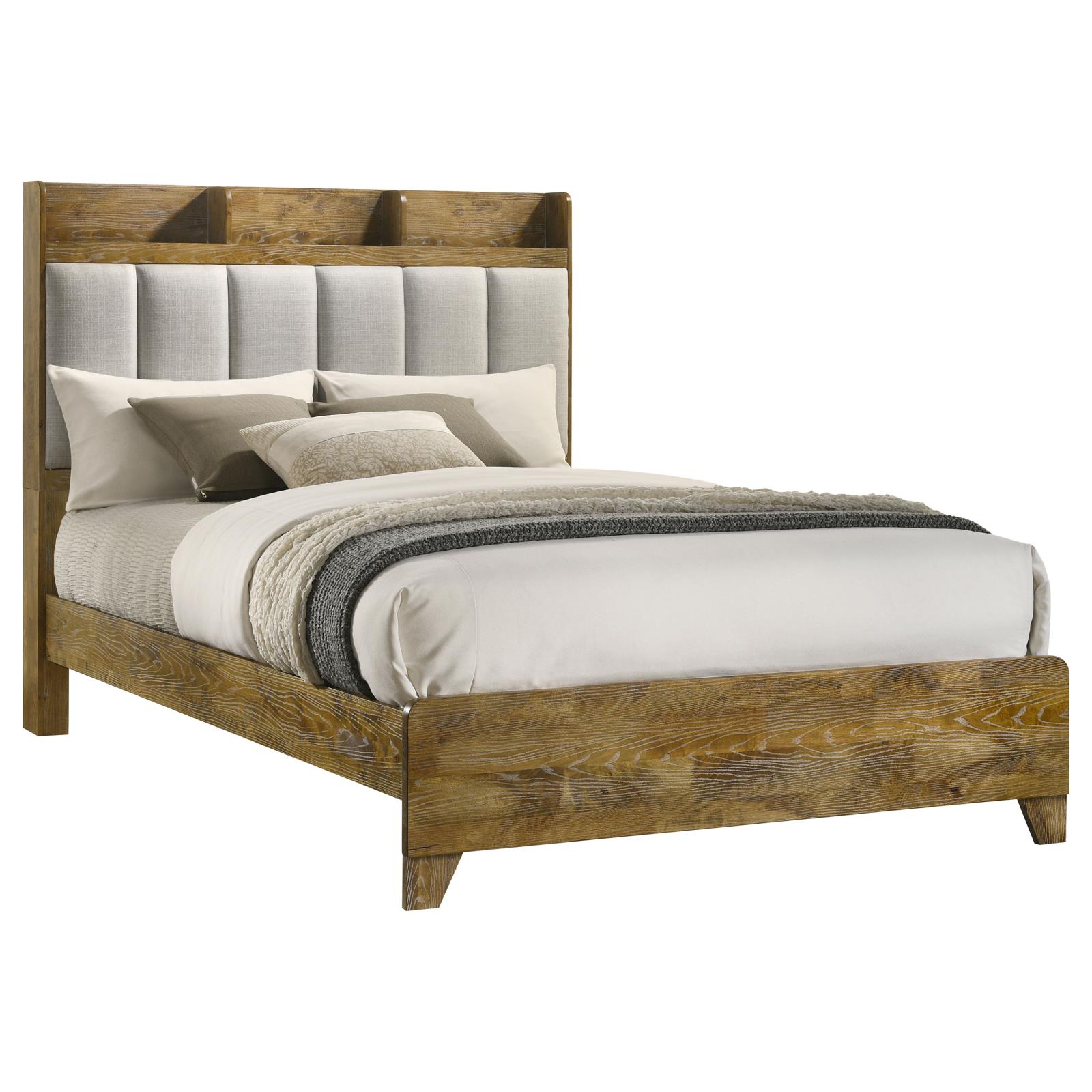 Henderson 57-inch Queen Bookcase Panel Bed Medium Oak - Image 3
