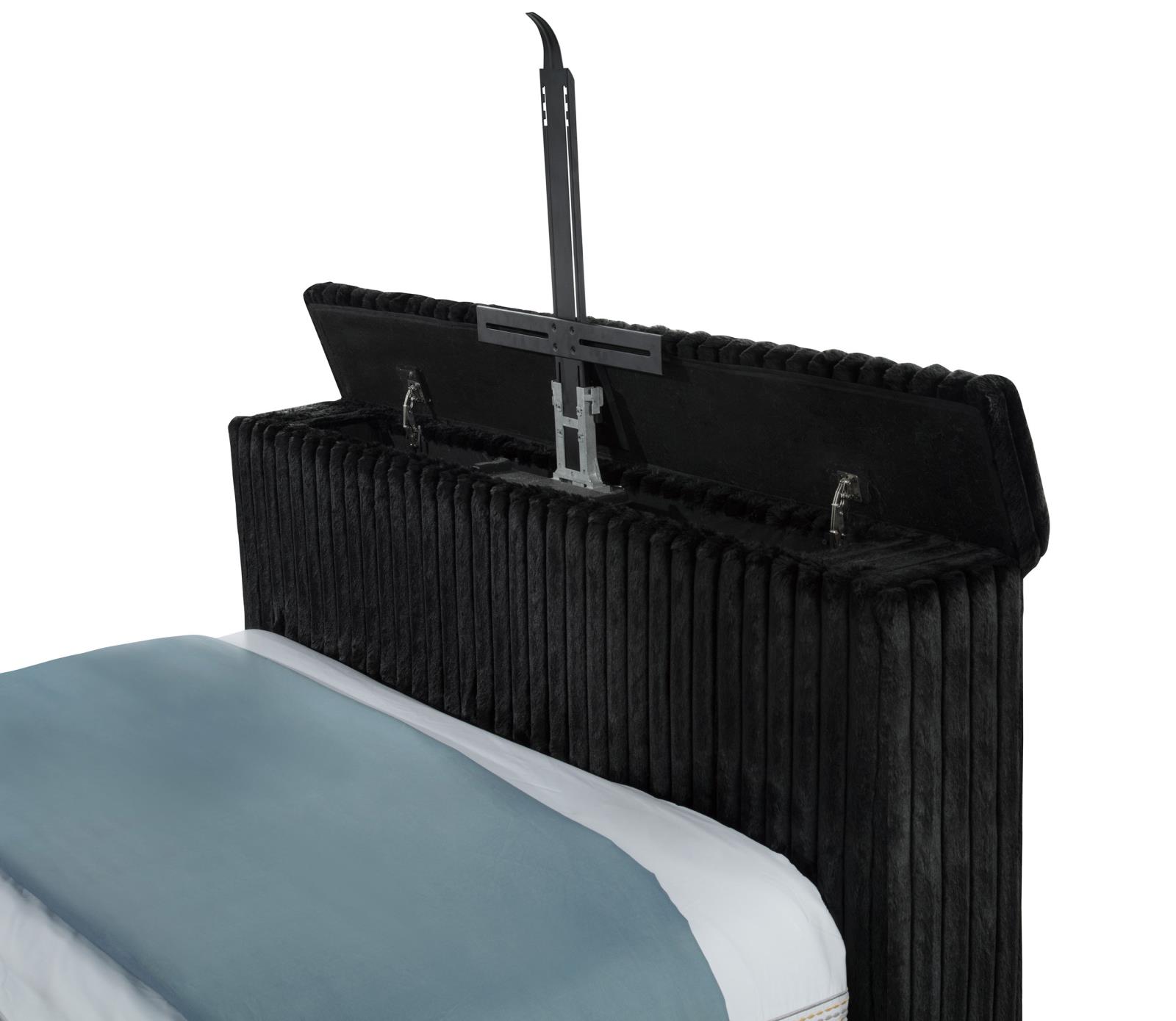 Centergrove Upholstered Queen Wingback TV Bed Black - Image 10
