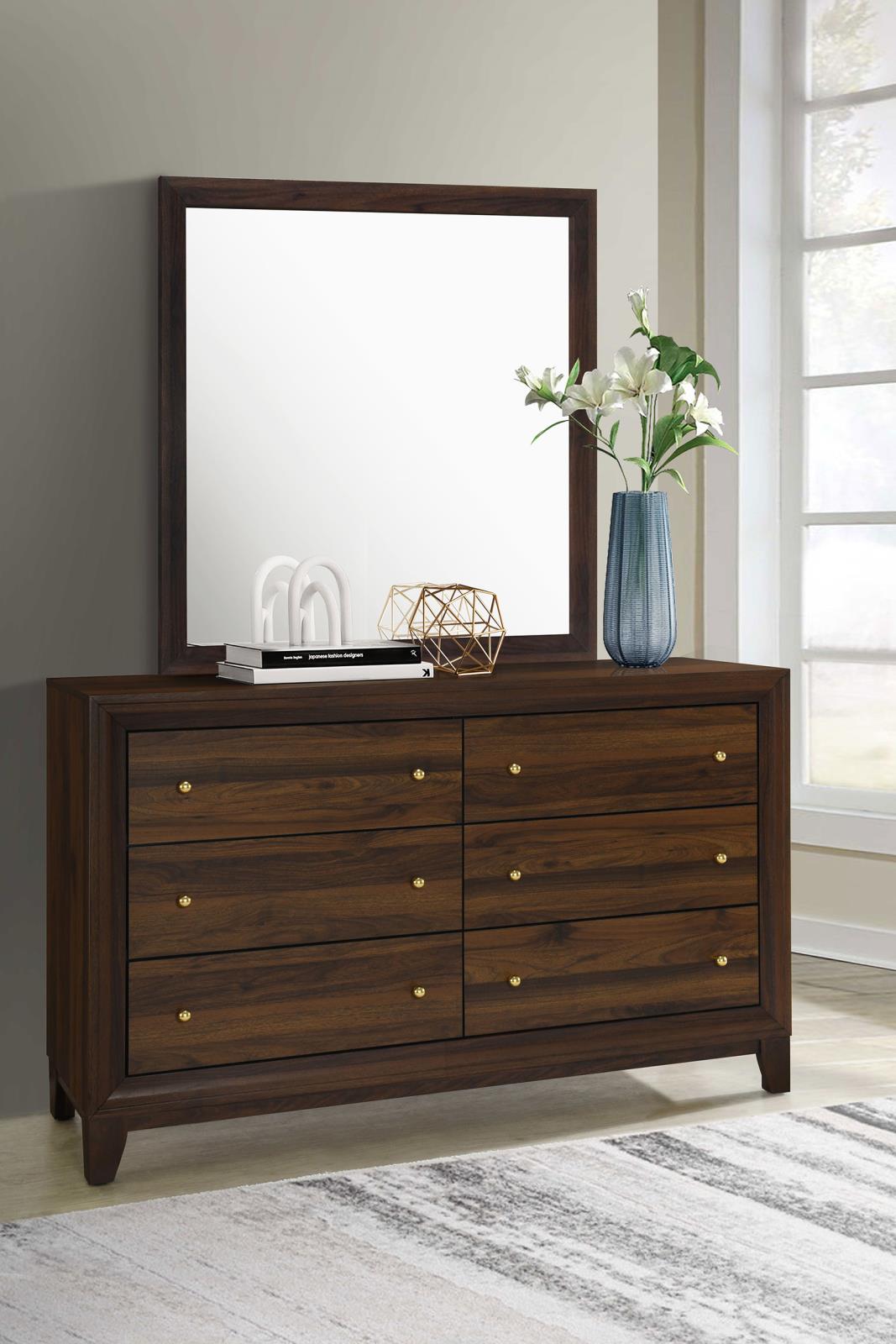 Welsley 6-drawer Dresser and Mirror Walnut - Image 2