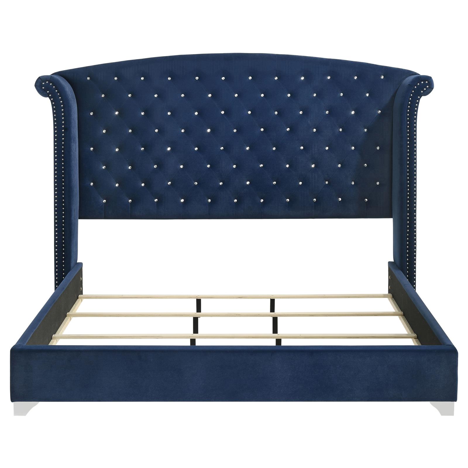 Melody Upholstered Eastern King Wingback Bed Pacific Blue - Image 4