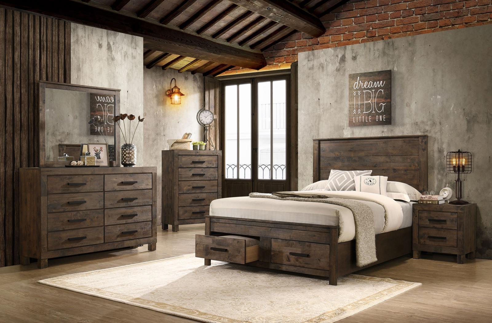 Woodmont Wood Queen Storage Panel Bed Rustic Golden Brown - Image 9