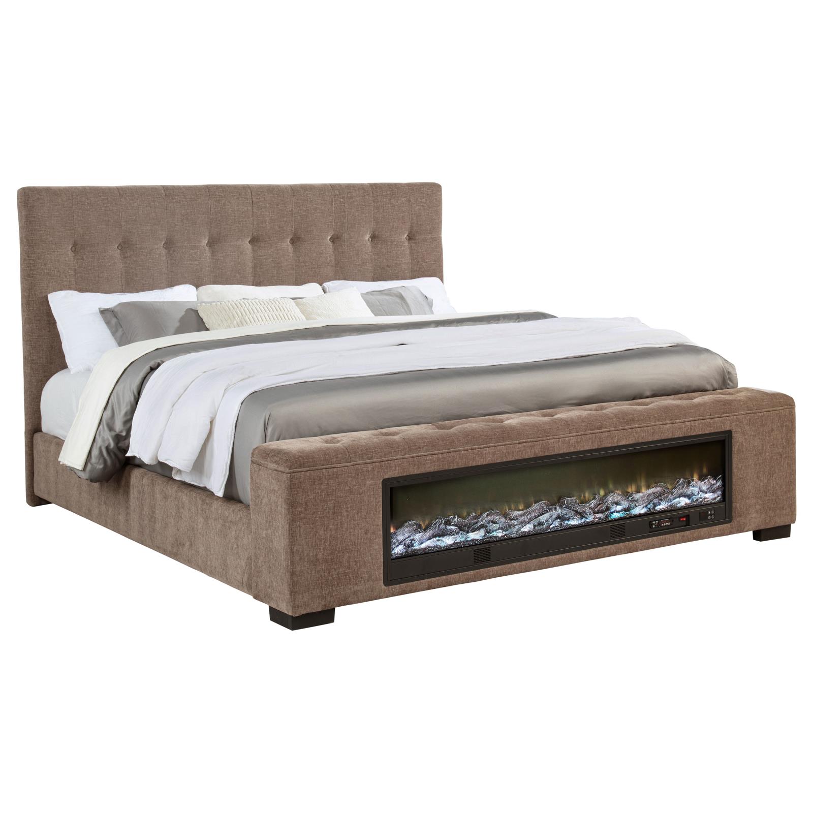 Senna Upholstered Eastern King Audio Flame Visualizer Bed Brown - Image 3