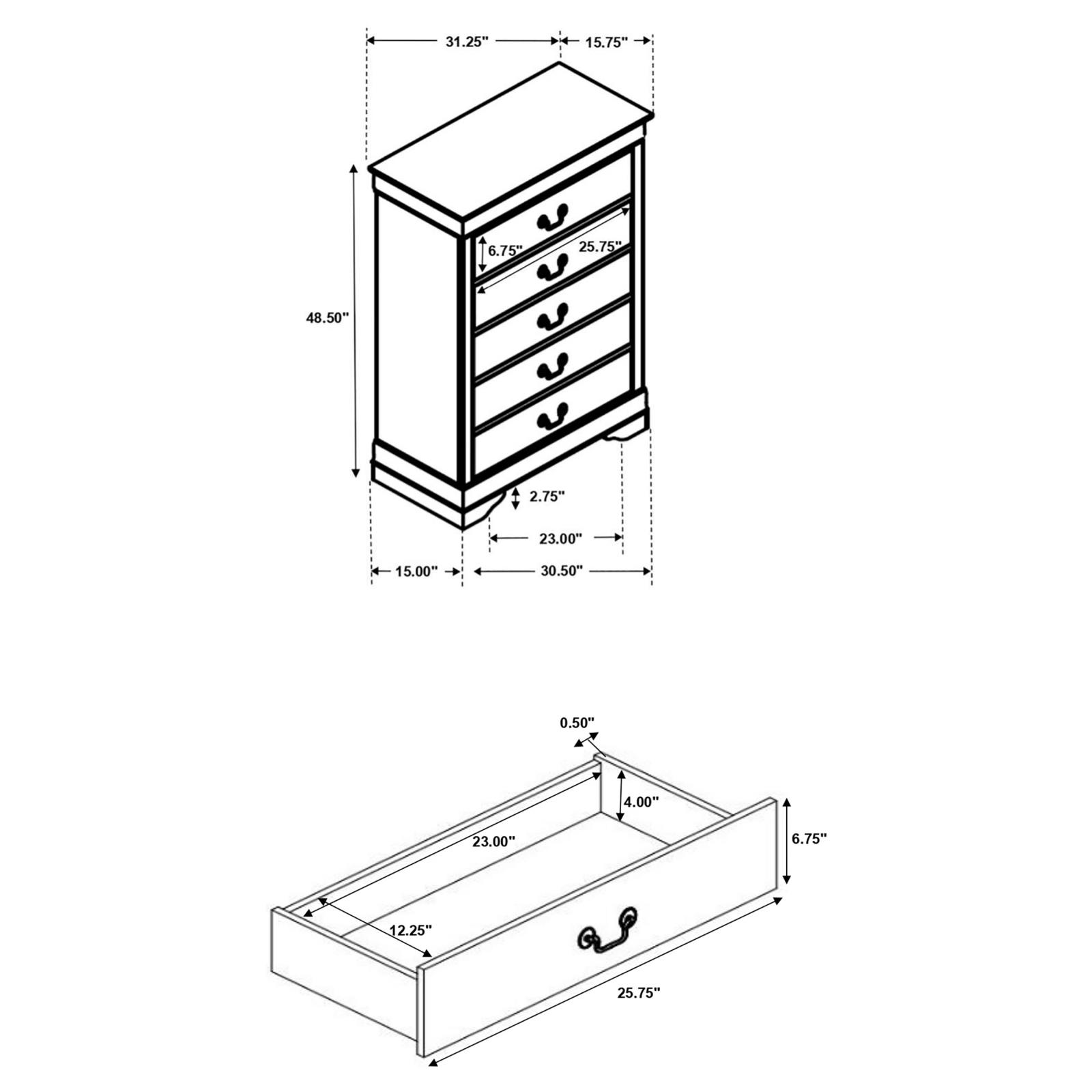 Louis Philippe 5-drawer Bedroom Chest - Image 12