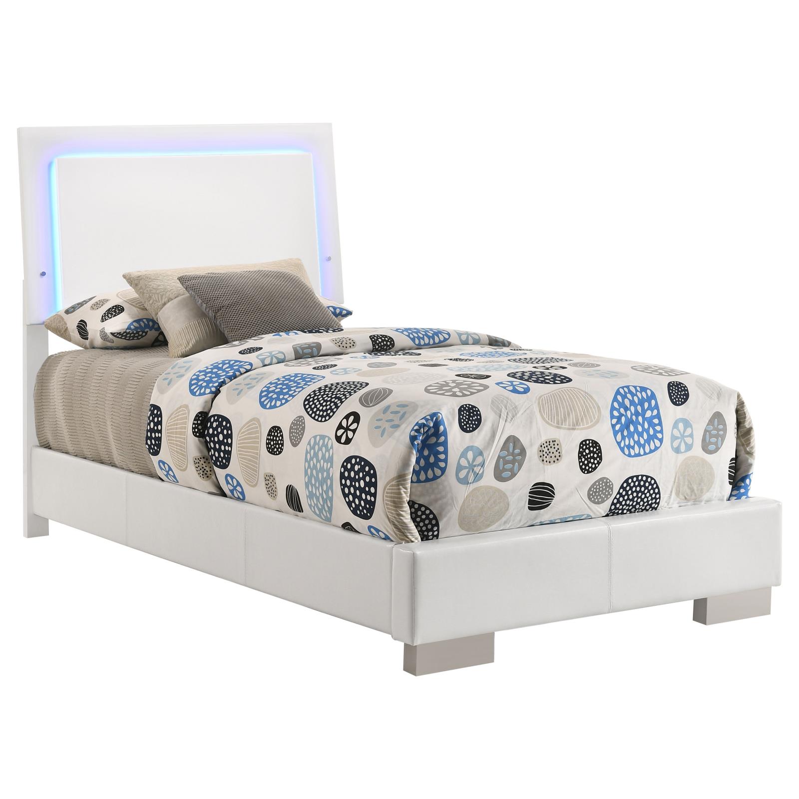 Felicity Wood Twin LED Panel Bed White High Gloss - Image 3