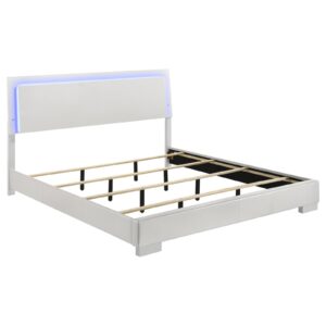 Felicity Wood Eastern King LED Panel Bed White High Gloss