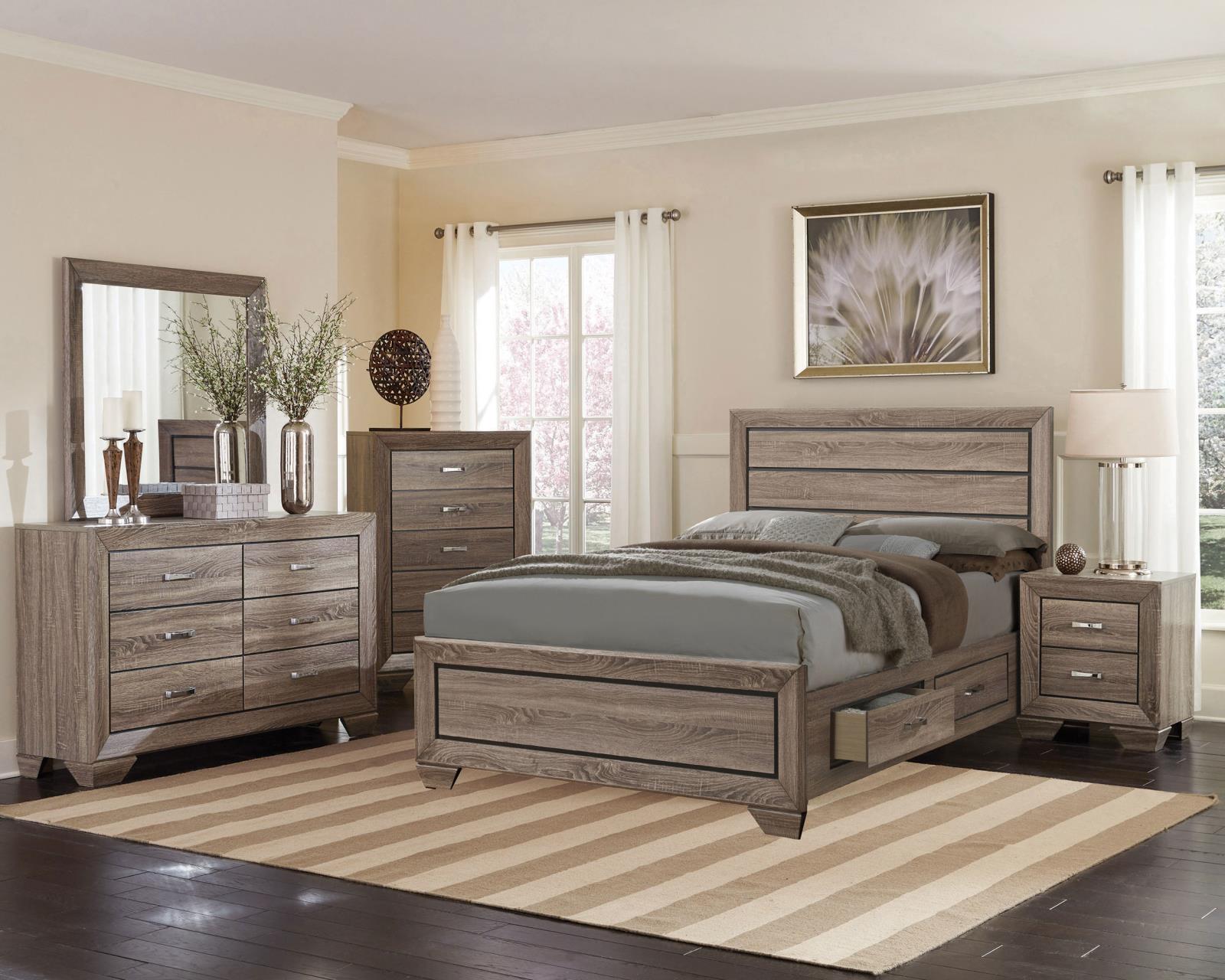 Kauffman Wood California King Storage Panel Bed Washed Taupe - Image 15