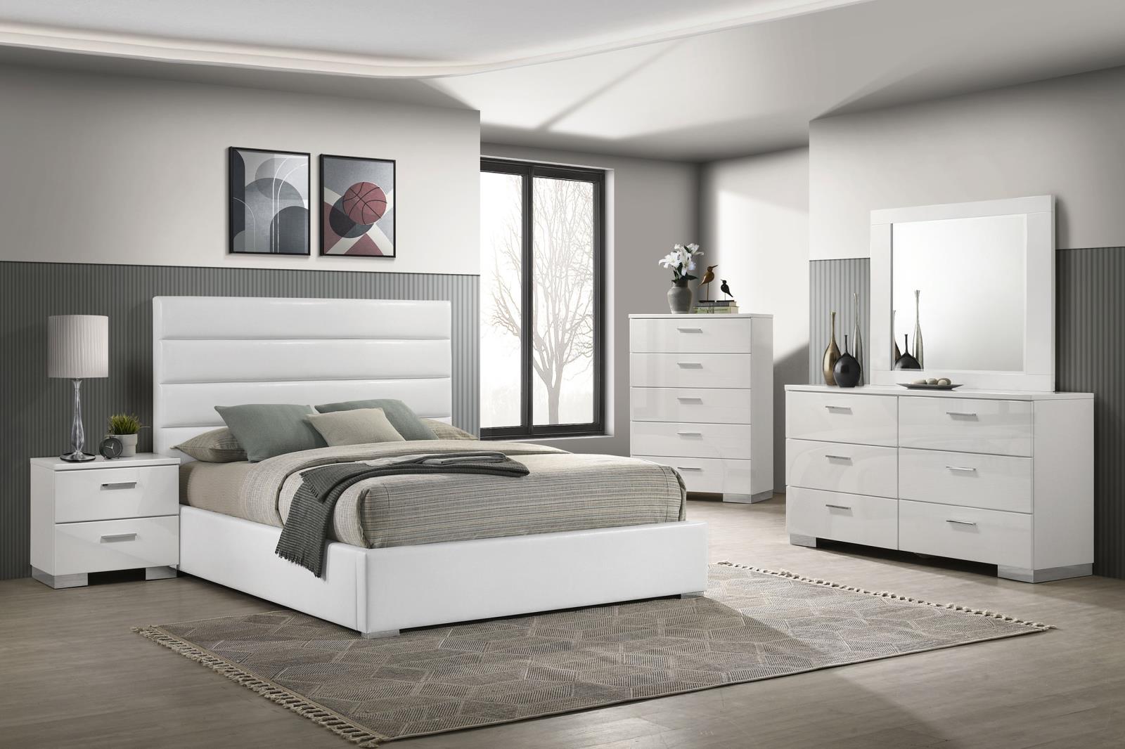 Felicity 53-inch Upholstered Eastern King Platform Bed White - Image 10