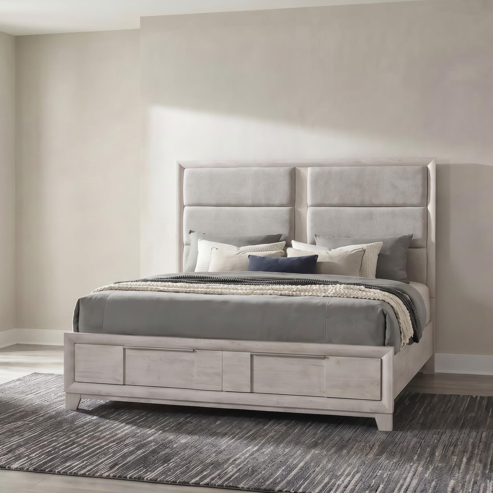 Farre Queen Upholstered Storage Platform Bed Washed Grey - Image 2