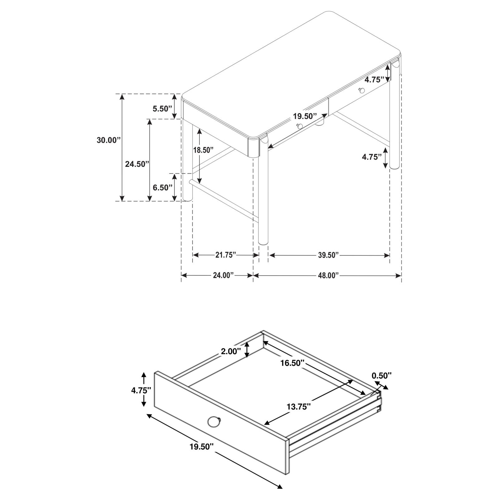 Arini 2-drawer Vanity Desk Makeup Table Sand Wash - Image 9