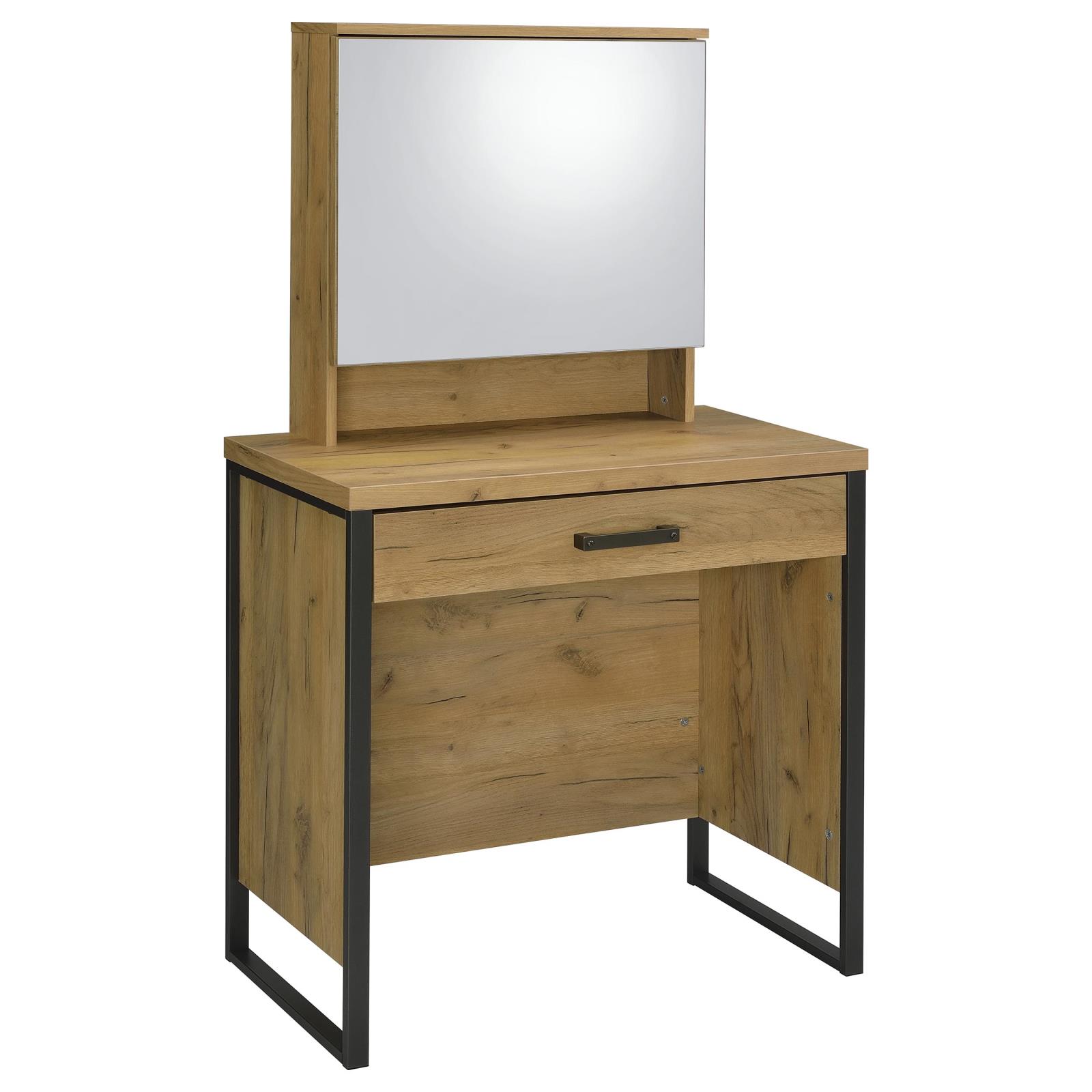 Bettin Vanity Set with Sliding Mirror and Stool Golden Oak - Image 2