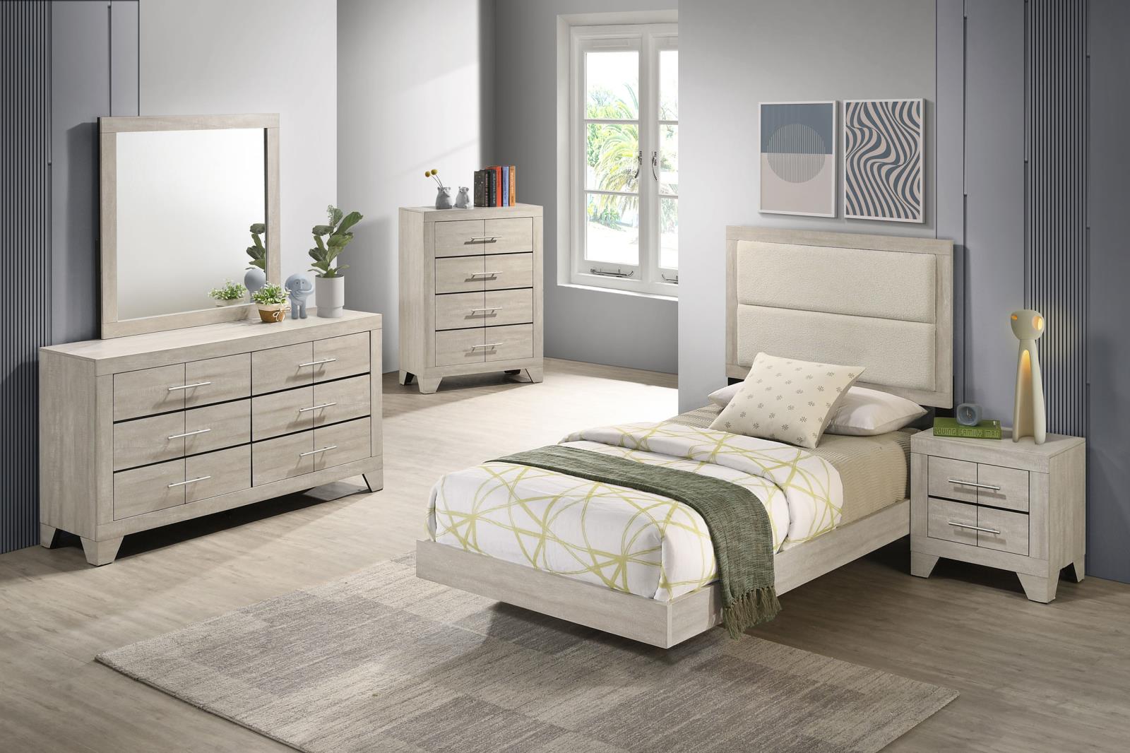 Trenton 54-inch Wood Twin Panel Bed Rustic Cream - Image 12