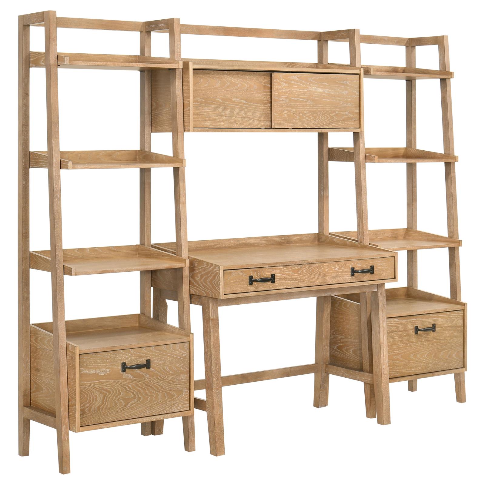 Fabian 2-piece 4-shelf Bookshelf with Drawer Distressed Light Brown - Image 7