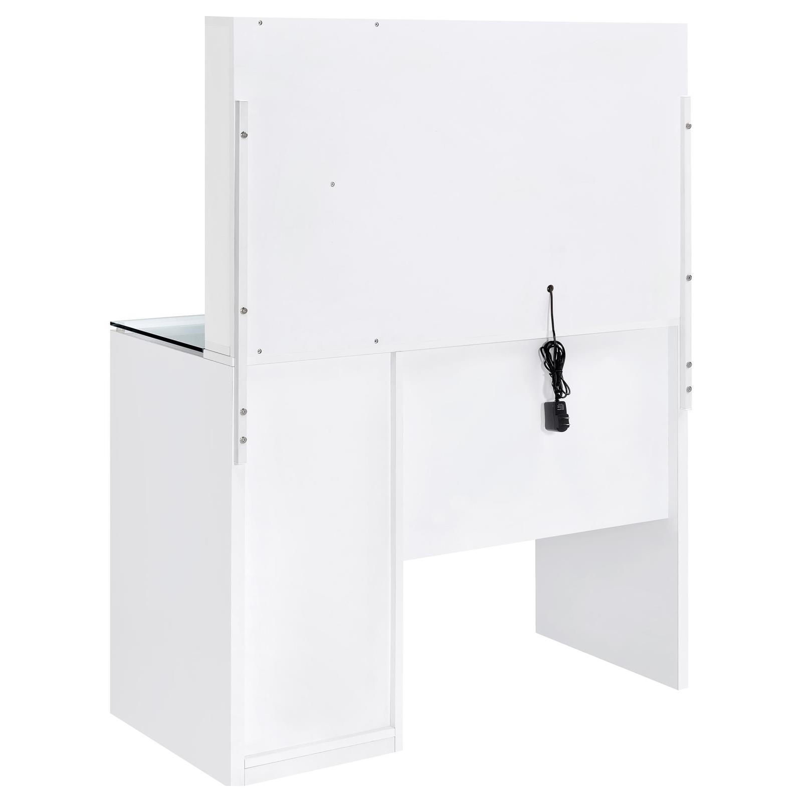 Flora 2-drawer Vanity Set with LED Mirror White High Gloss - Image 11