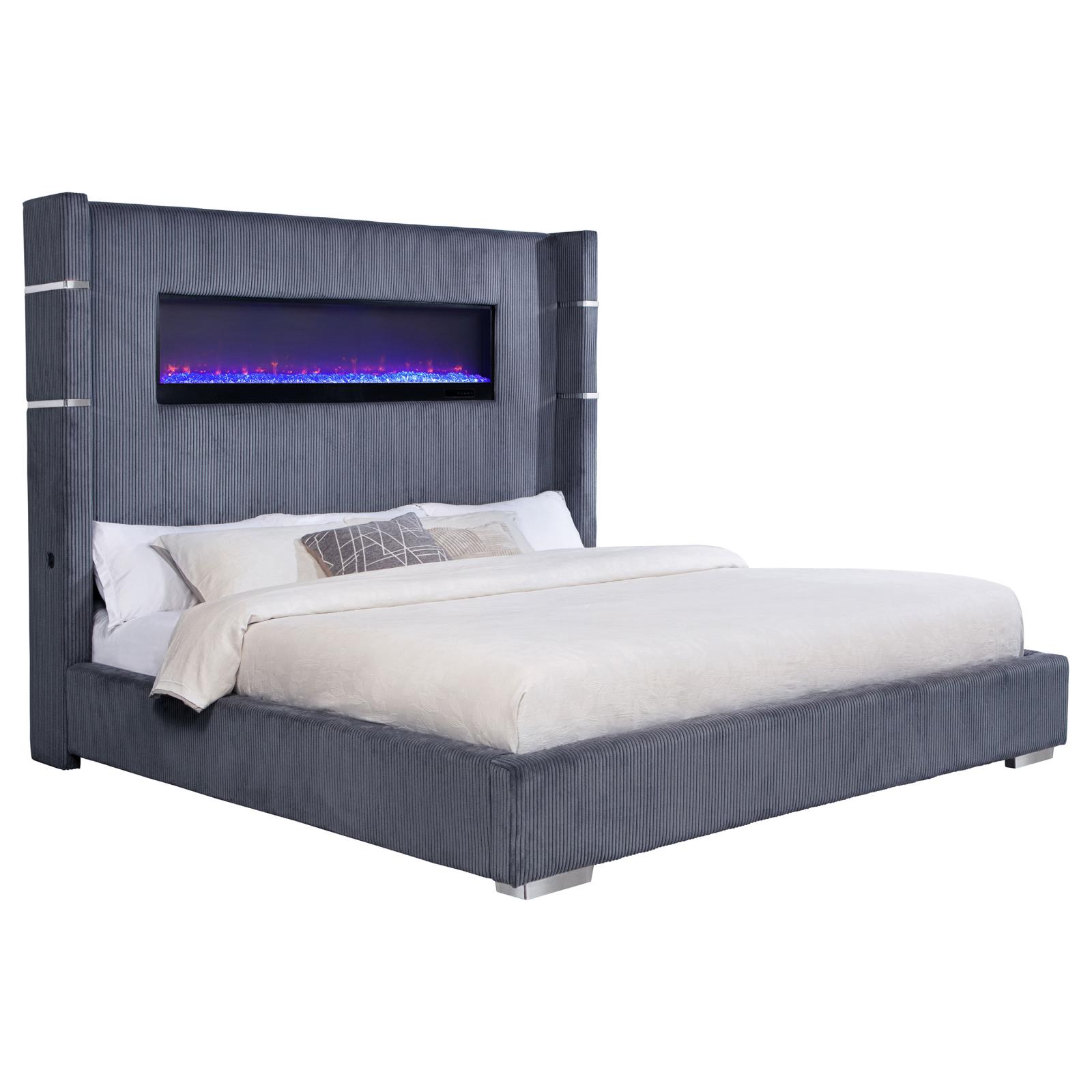 Tisdall Upholstered Eastern King Flame Visualizer Bed - Image 3