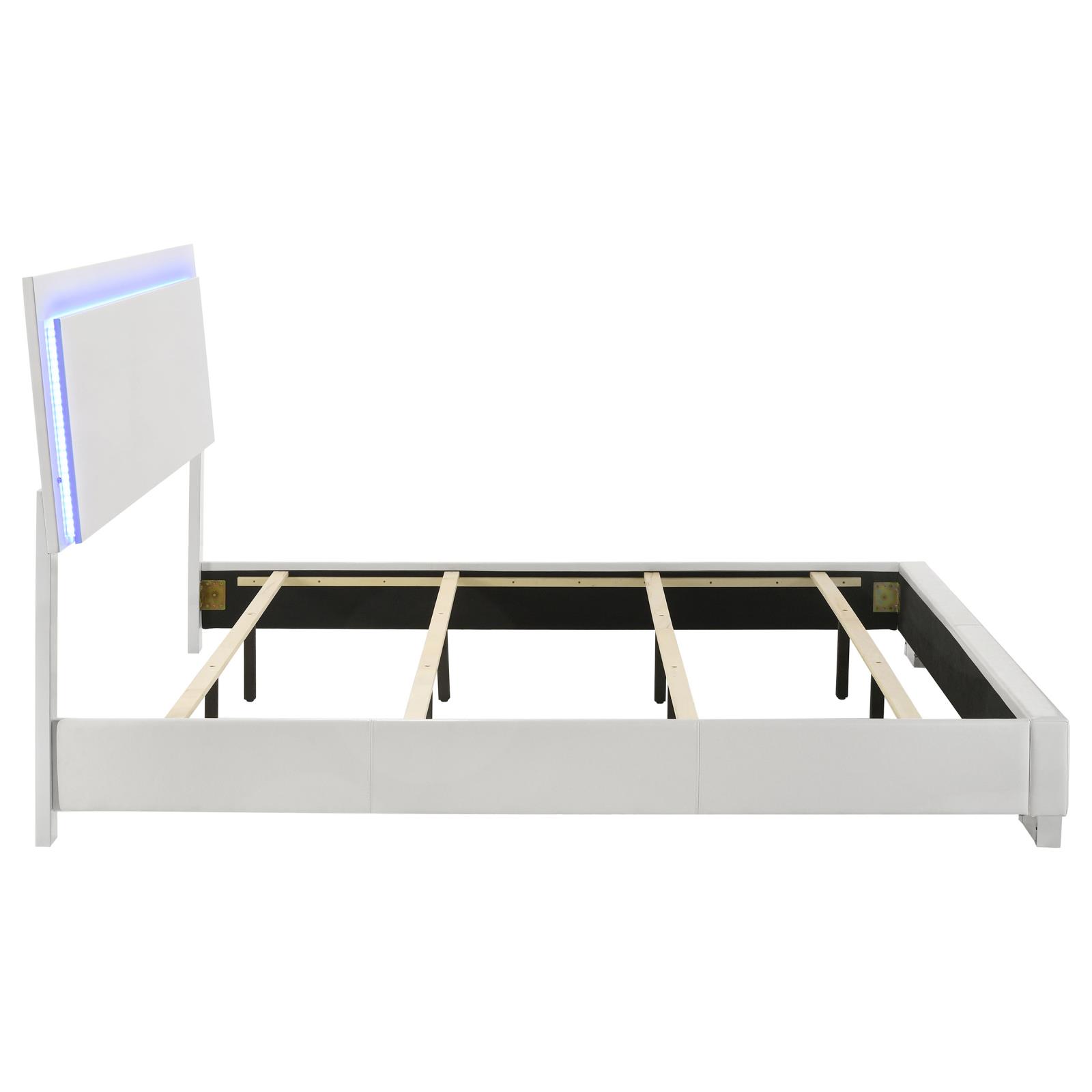 Felicity Wood Eastern King LED Panel Bed White High Gloss - Image 6