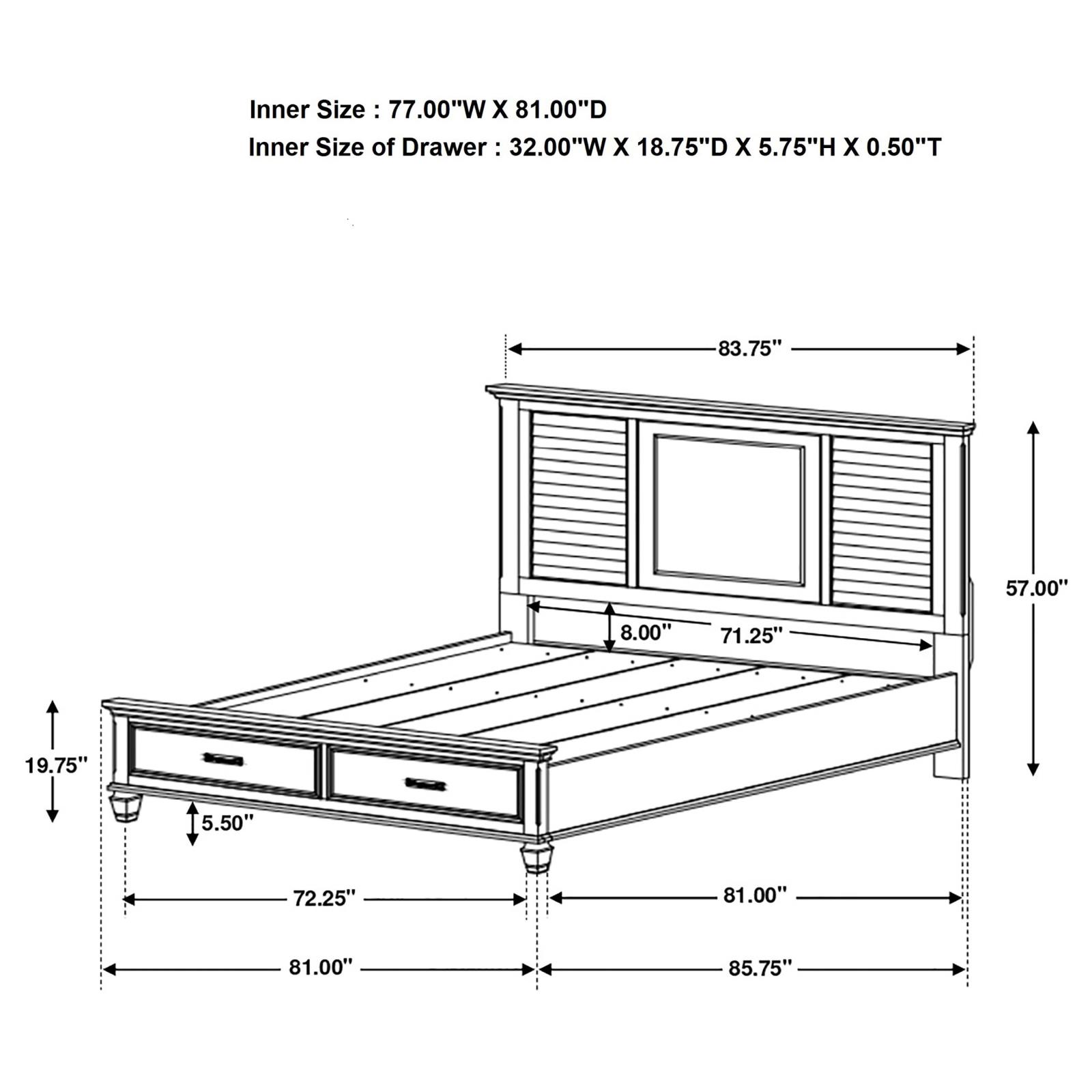 Franco Wood Eastern King Storage Panel Bed Distressed White - Image 8