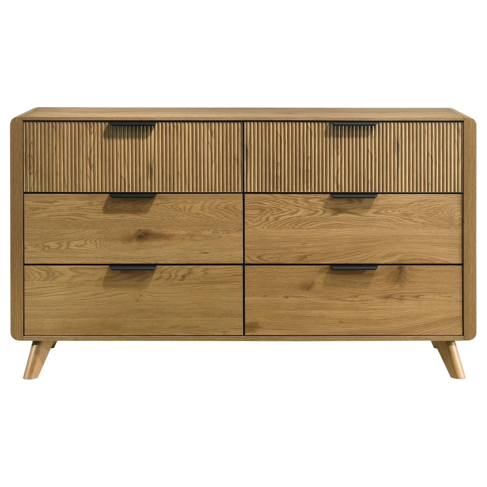Bennett Mid-Century 6-Drawer Rubberwood Dresser Light Oak - Image 3