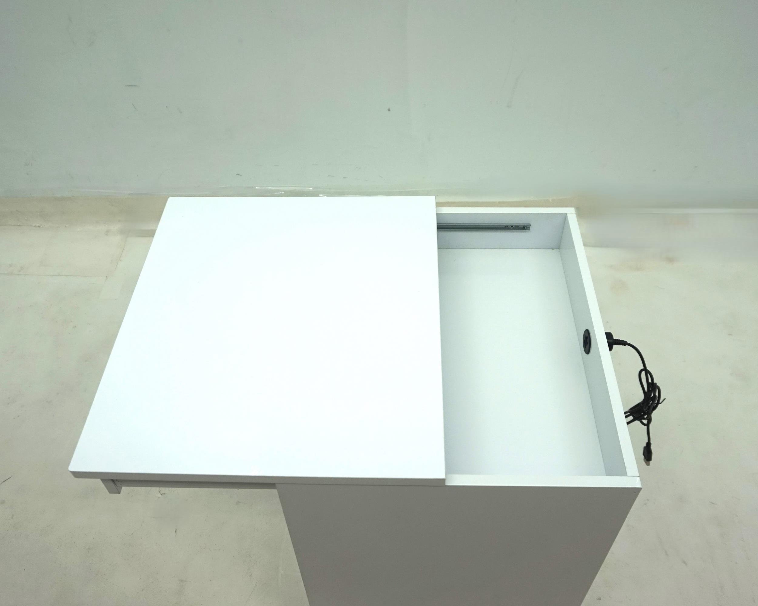Fabre 1-drawer Extendable Top Nightstand Bedside Table White High Gloss - Image 2
