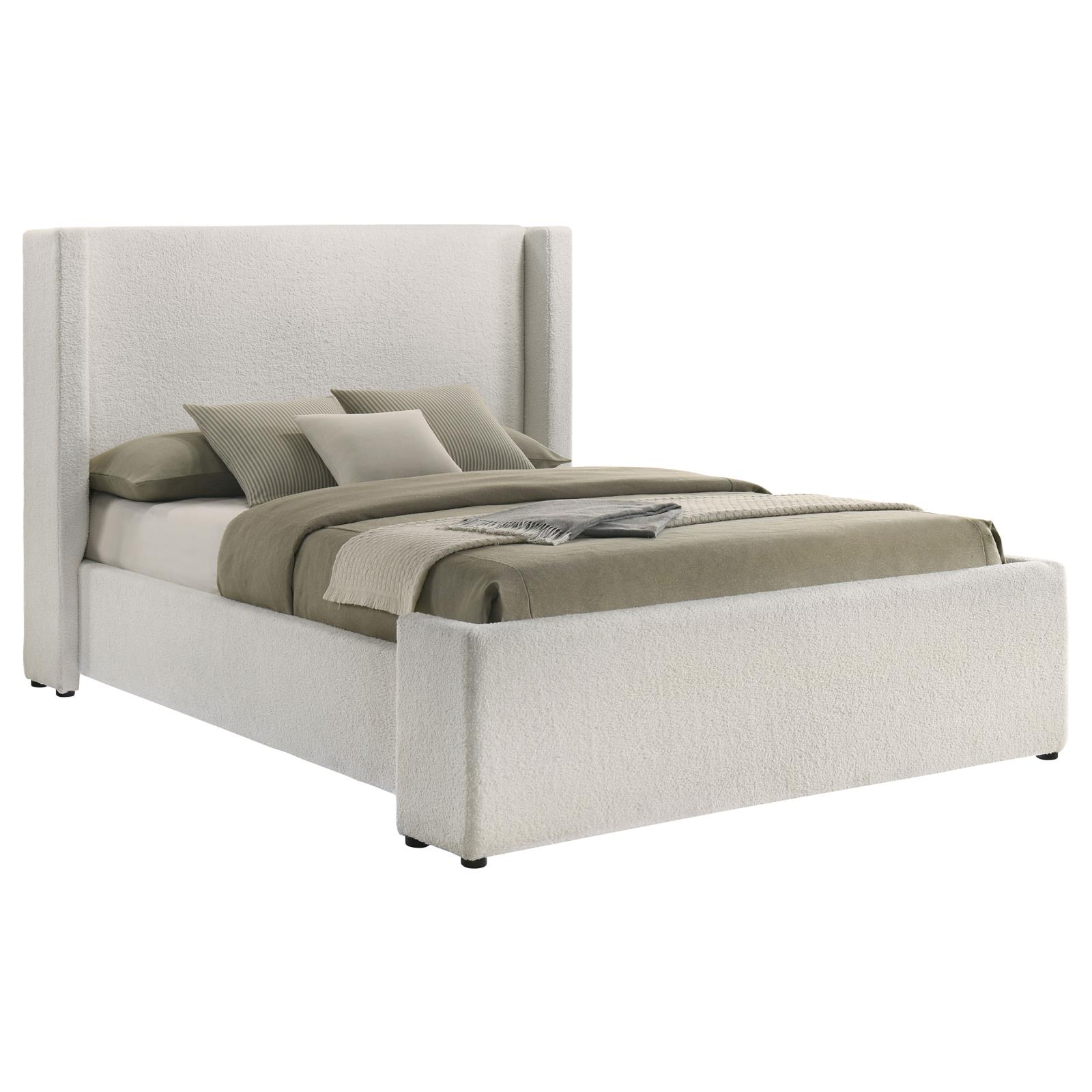 Alamosa Boucle Upholstered Queen Wingback Bed White - Image 3
