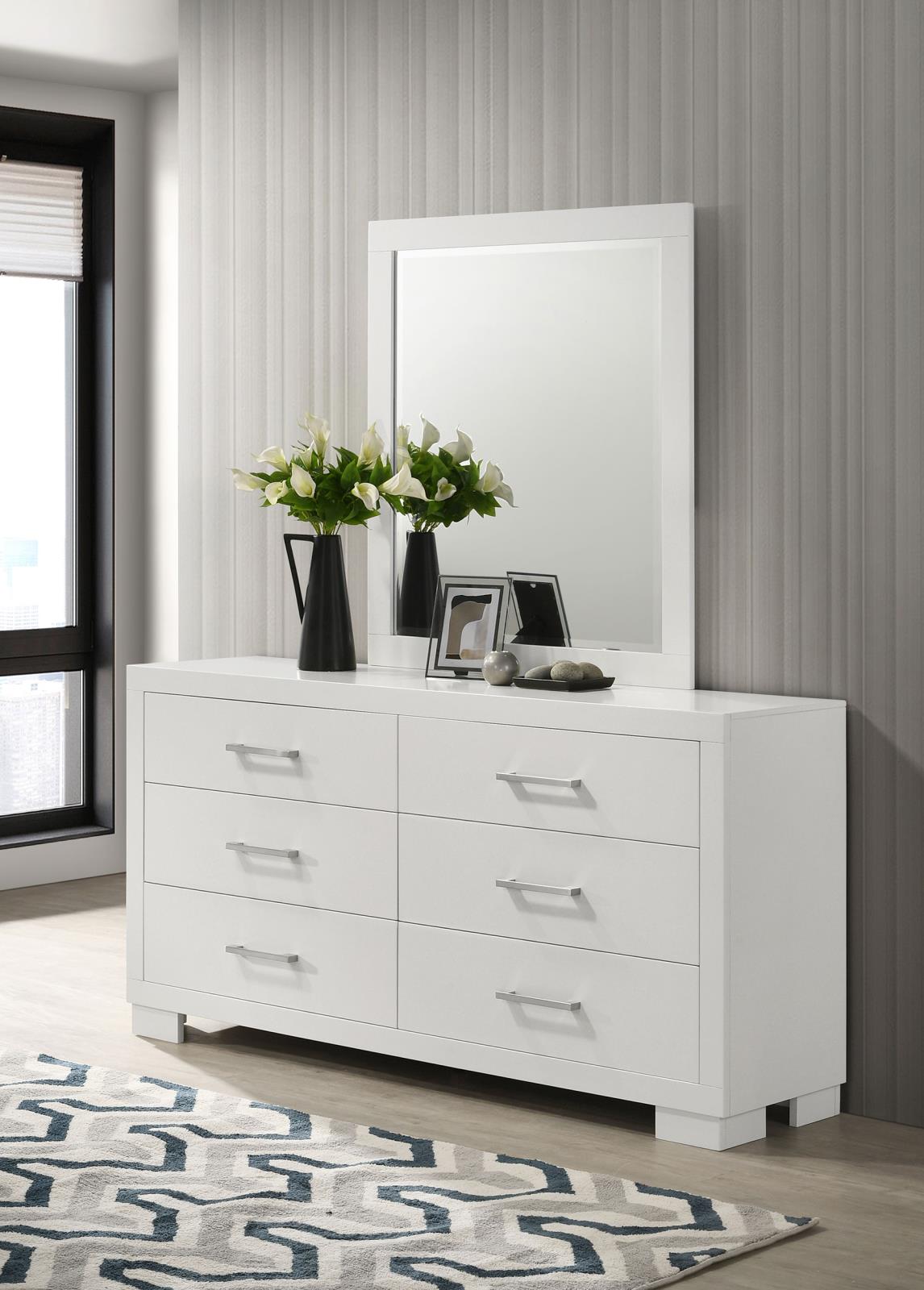 Jessica 6-drawer Dresser with Mirror Snow White - Image 2