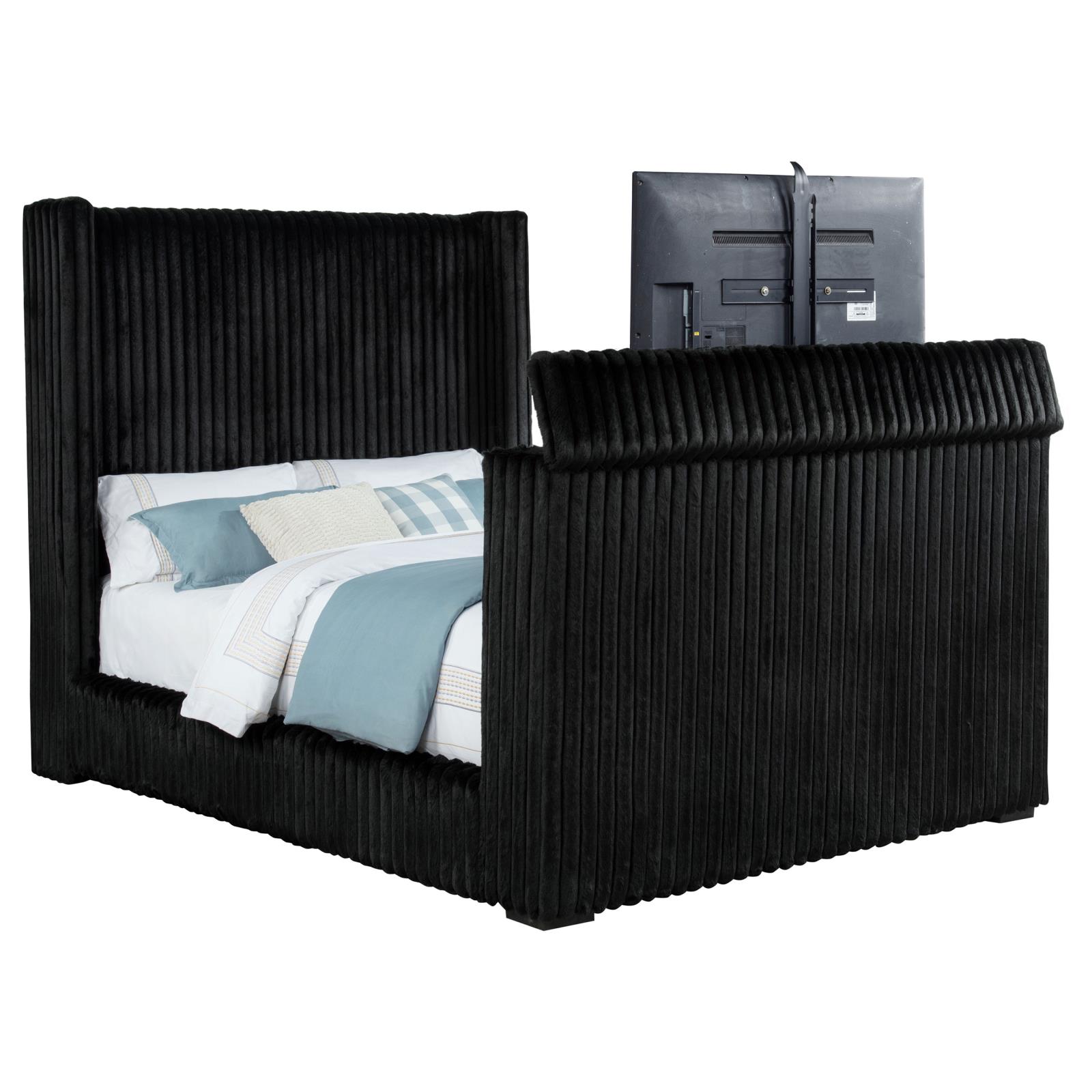 Centergrove Upholstered Queen Wingback TV Bed Black - Image 5