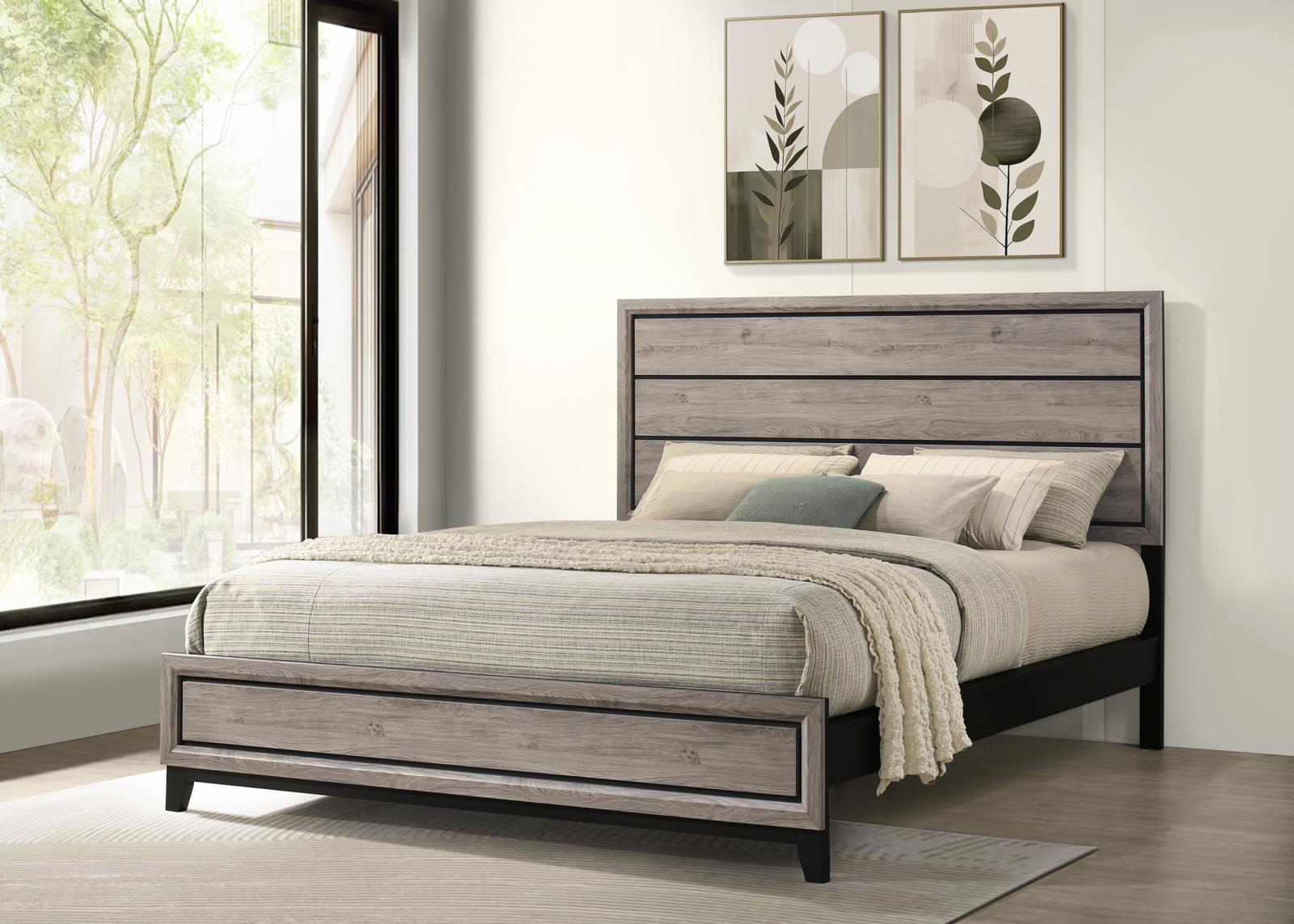 Valen Wood California King Panel Bed Light Taupe - Image 2