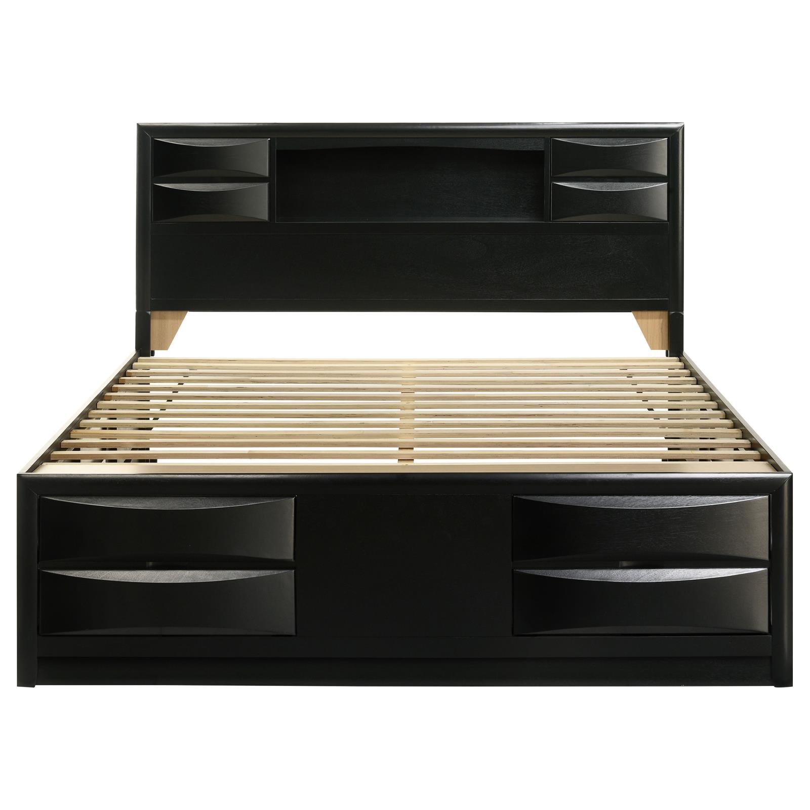 Briana Wood California King Storage Bookcase Bed Black - Image 4