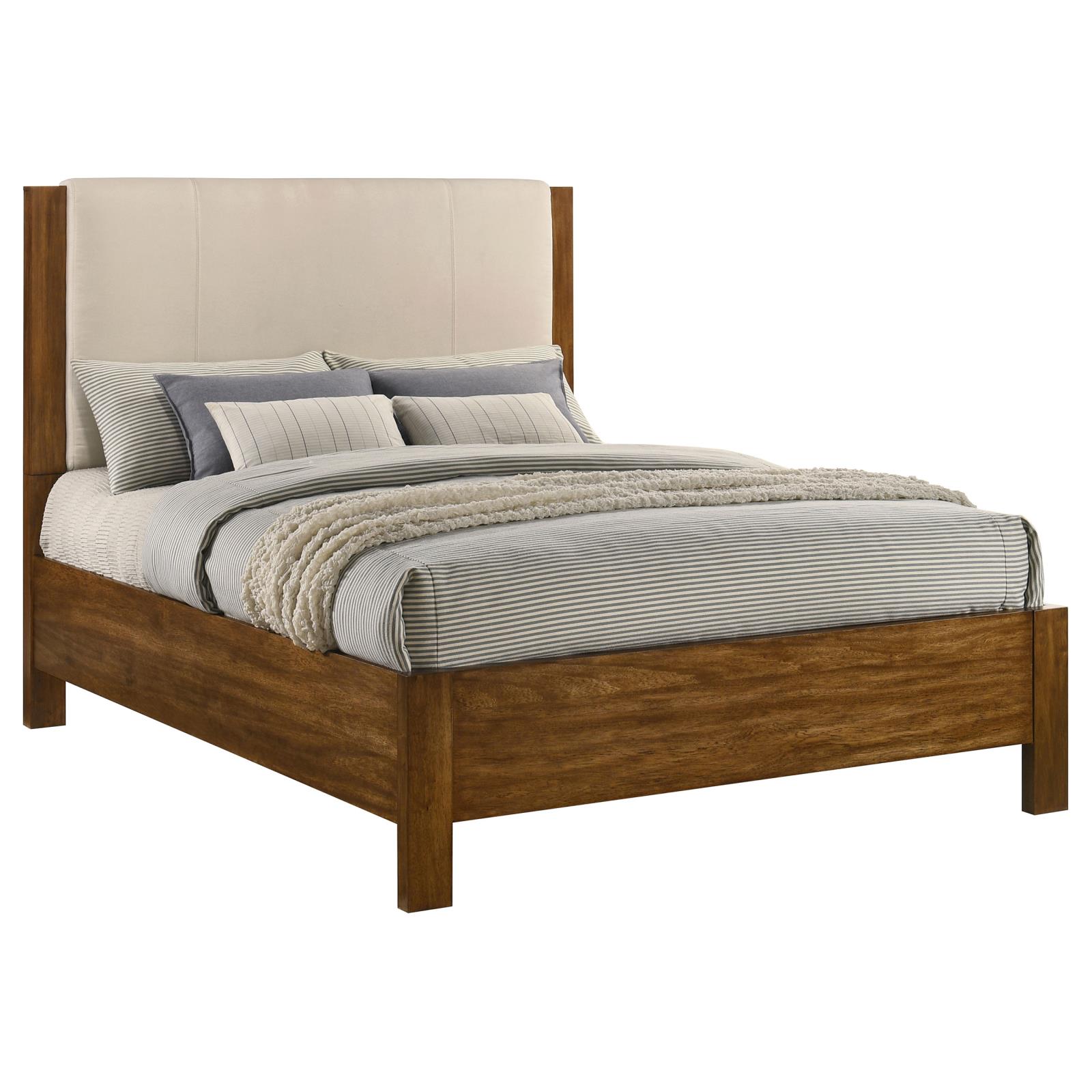 Adderley Queen Wood Panel Bed Cream and Warm Brown - Image 3