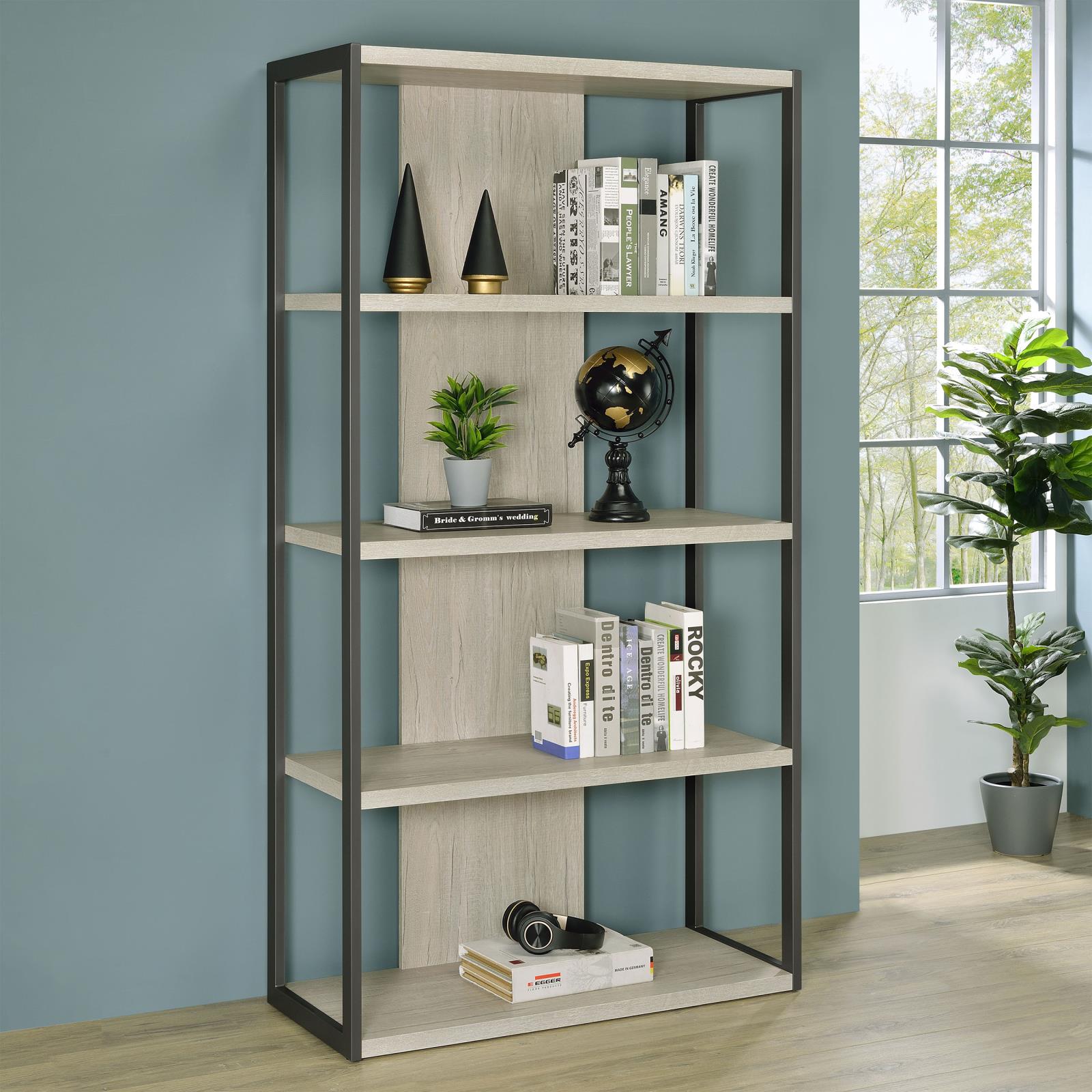 Loomis 72-inch 4-shelf Bookshelf Whitewashed Grey - Image 2