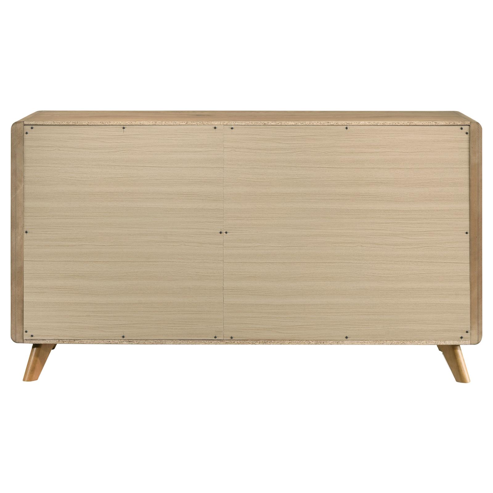 Bennett Mid-Century 6-Drawer Rubberwood Dresser Light Oak - Image 7