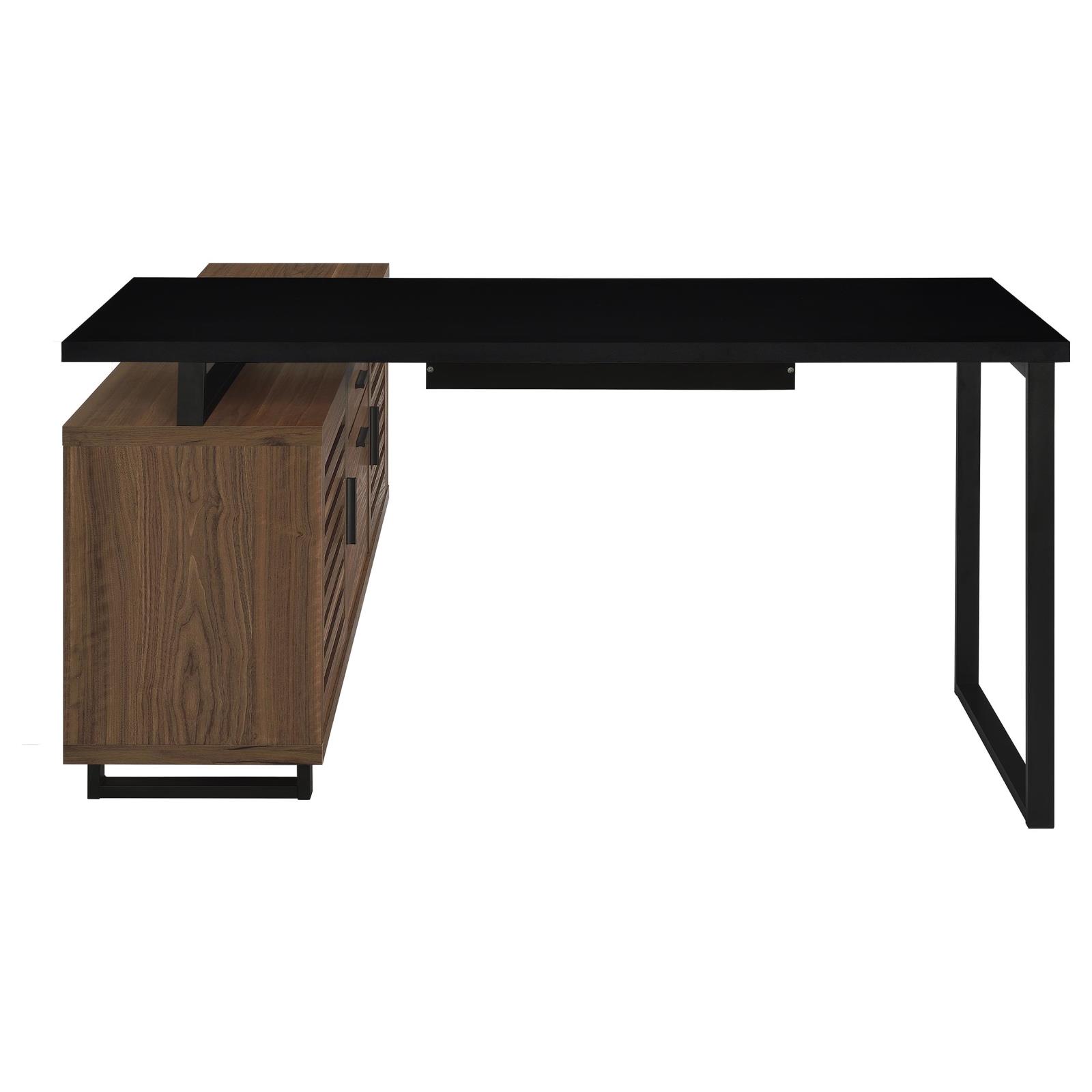 Maddox 60-inch L-Shape Office Computer Desk Black and Walnut - Image 9