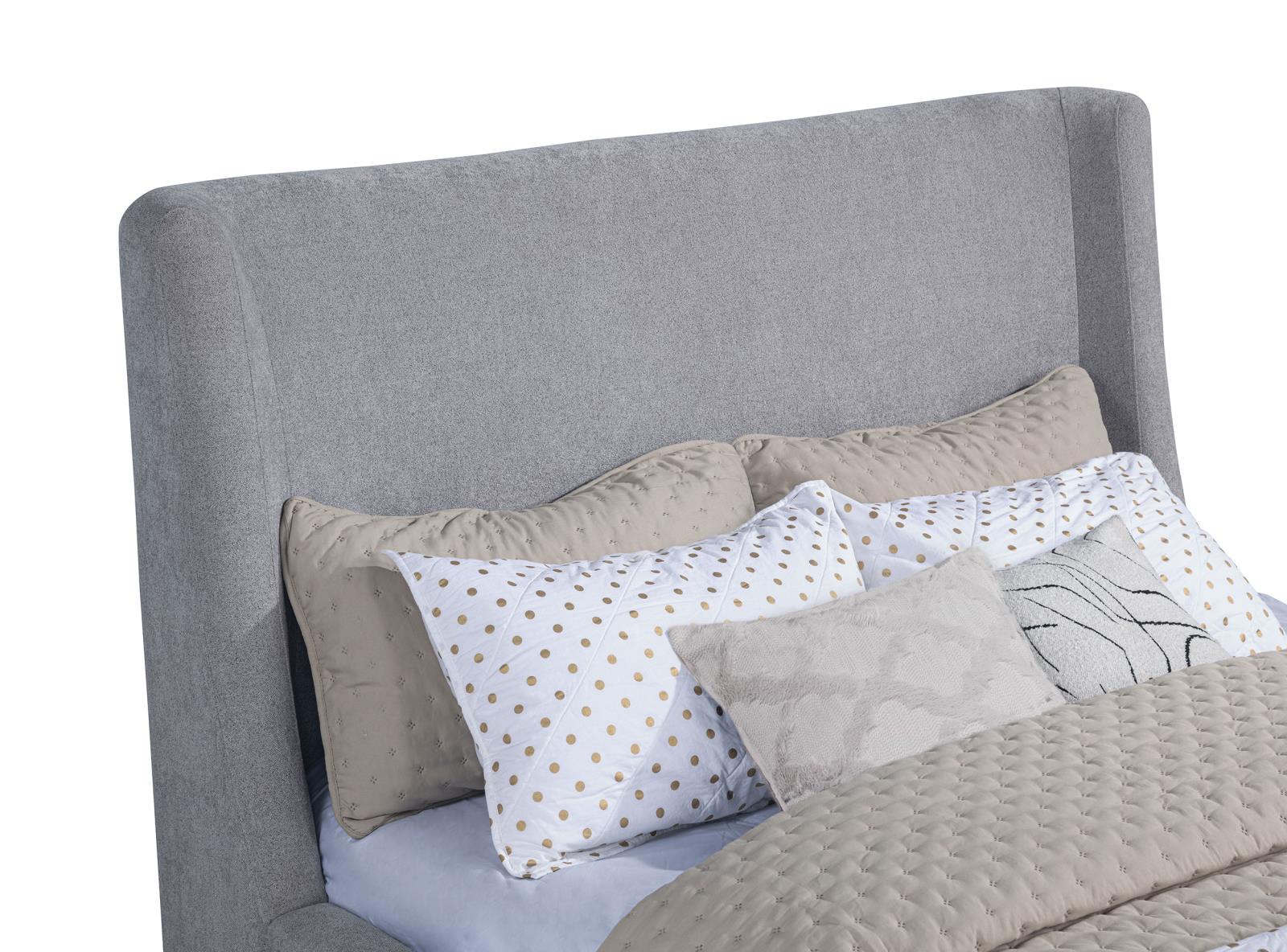 Rennes Upholstered Eastern King Wingback Platform Bed Grey - Image 7