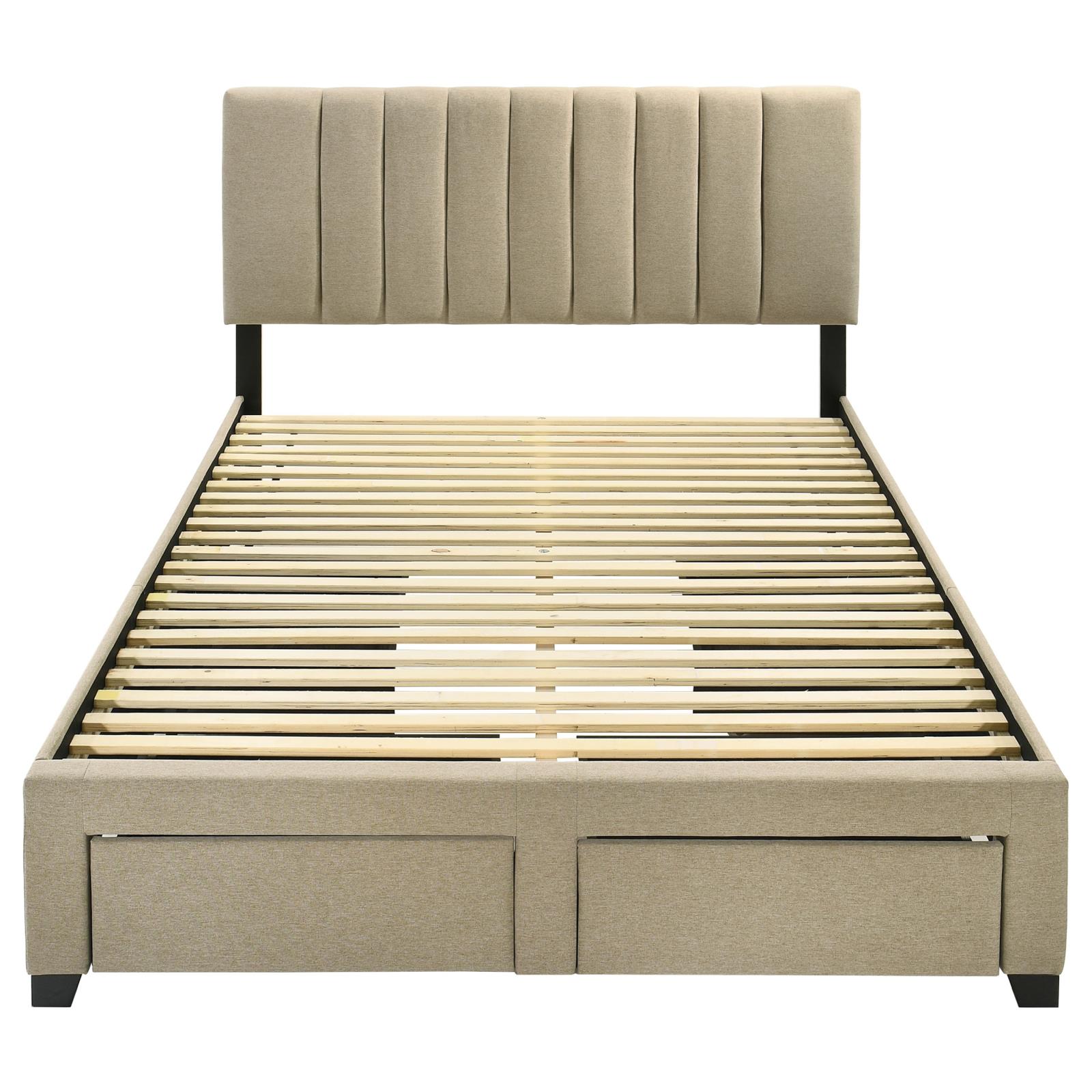 Wheatland 4-drawer Upholstered Queen Storage Bed Light Brown - Image 6