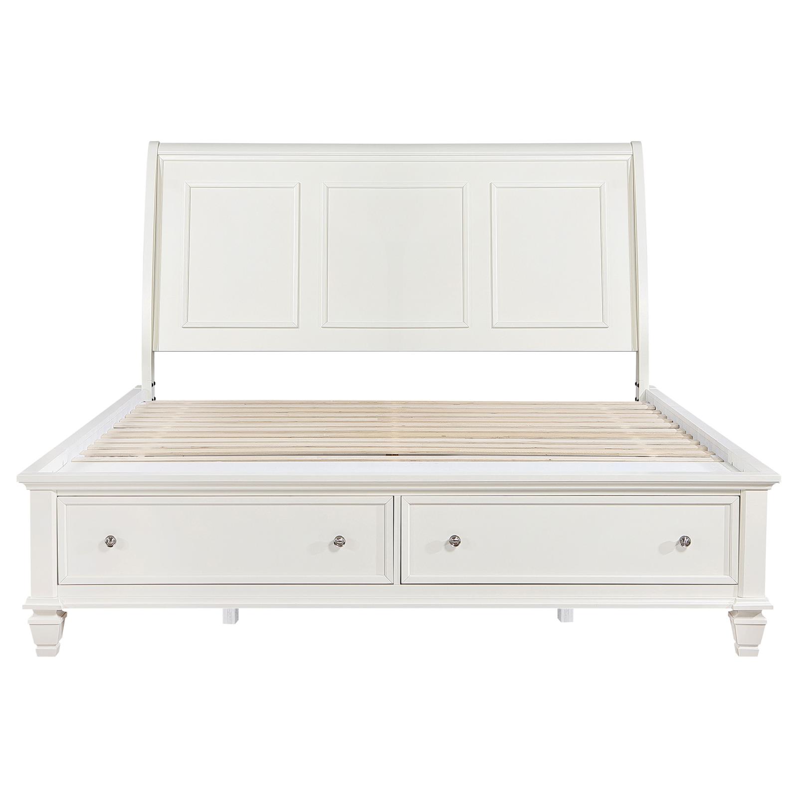 Sandy Beach Wood Eastern King Storage Panel Bed Cream White - Image 4
