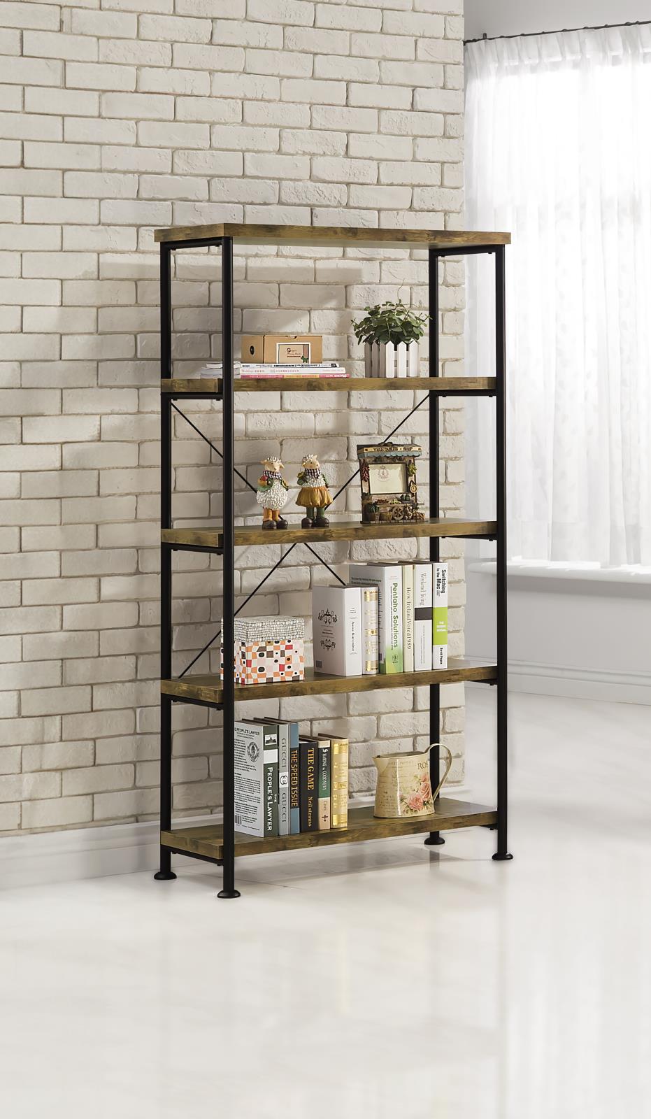 Analiese 63-inch 4-shelf Bookshelf Rustic Nutmeg - Image 2