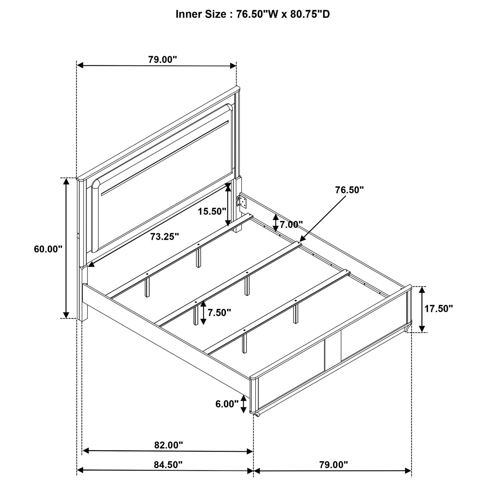Leanne Eastern King LED Panel Bed Off White and Light Oak - Image 11