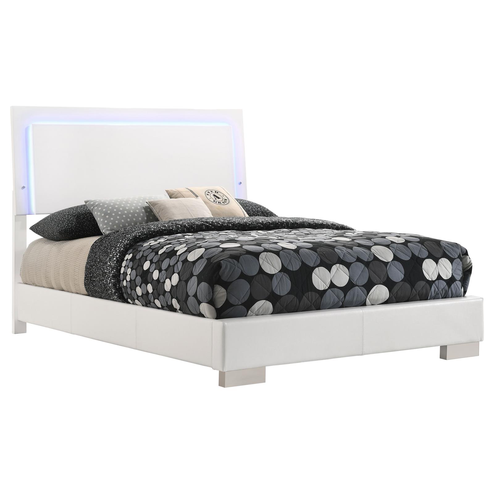 Felicity Wood Full LED Panel Bed White High Gloss - Image 3