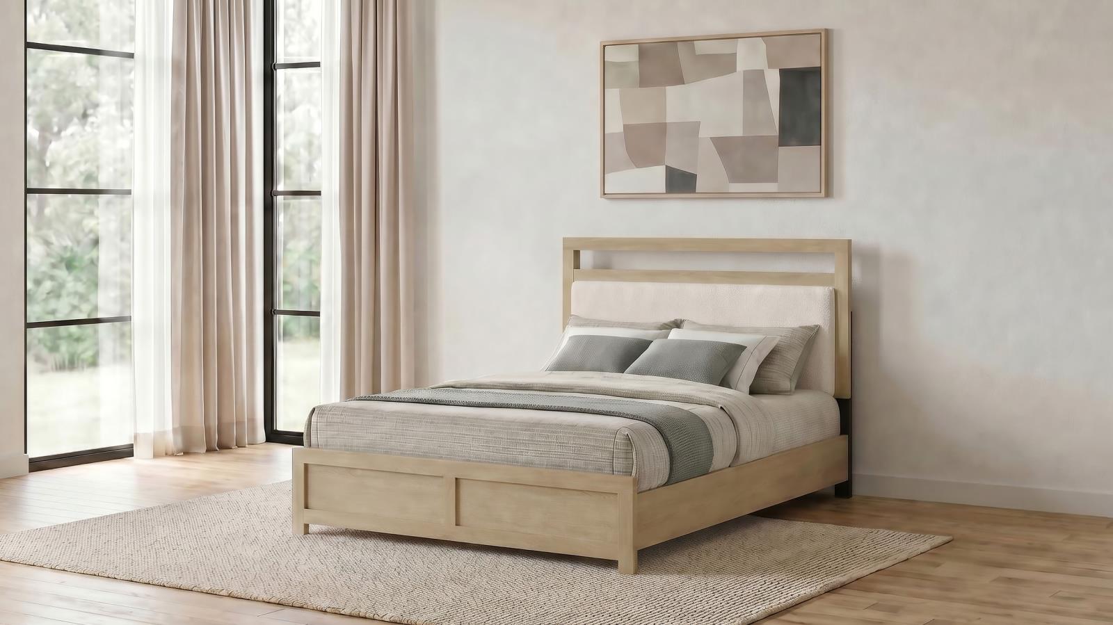 Hendricks Queen Panel Headboard Platform Bed Light Oak - Image 2