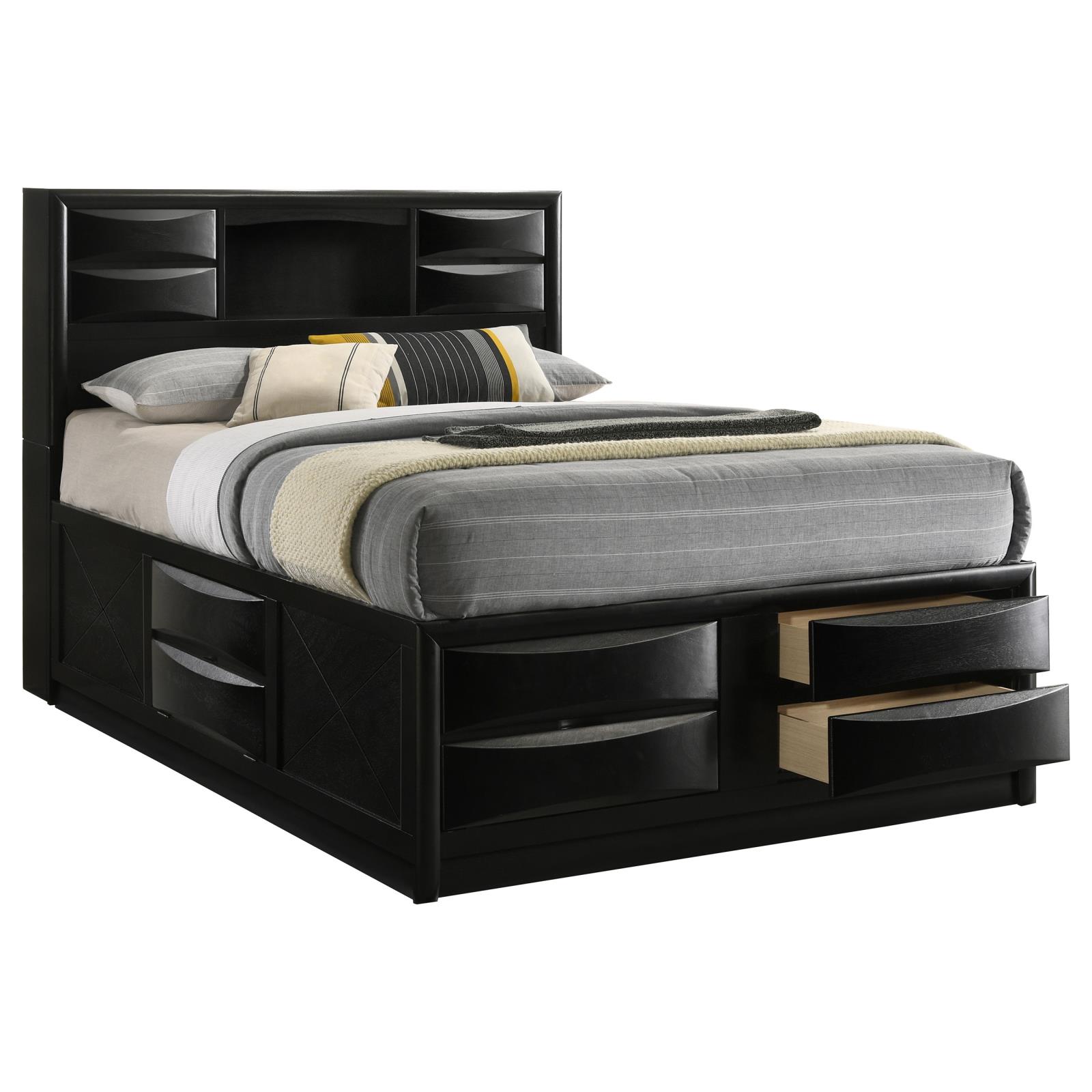 Briana Wood Queen Storage Bookcase Bed Black - Image 3